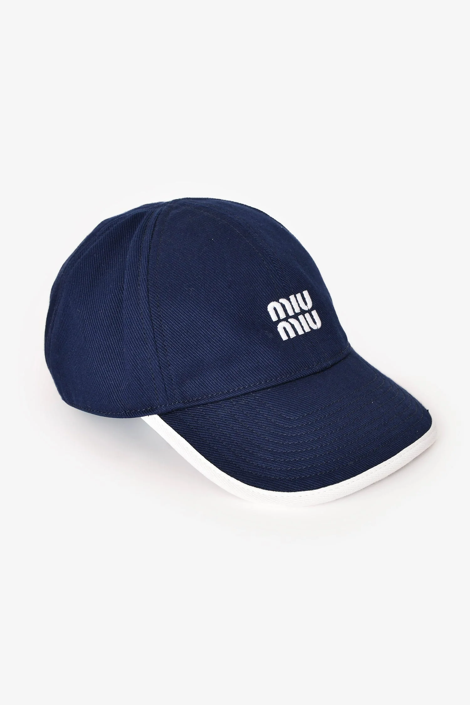 Miu Miu Navy/White Miu Miu Logo Cap Size M - Image 2