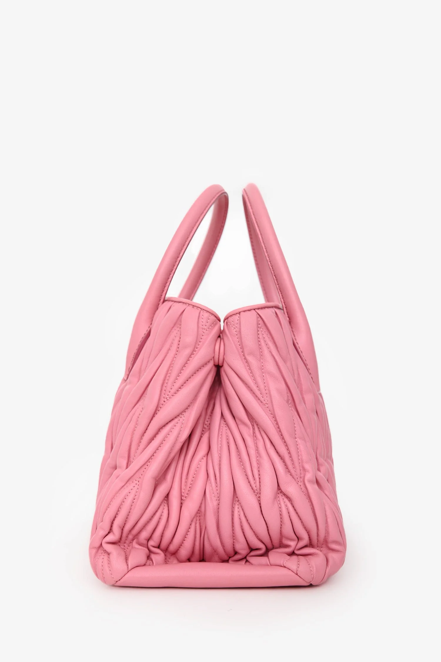Miu Miu Pink Matelasse Leather Small Tote Bag with Strap - Image 4