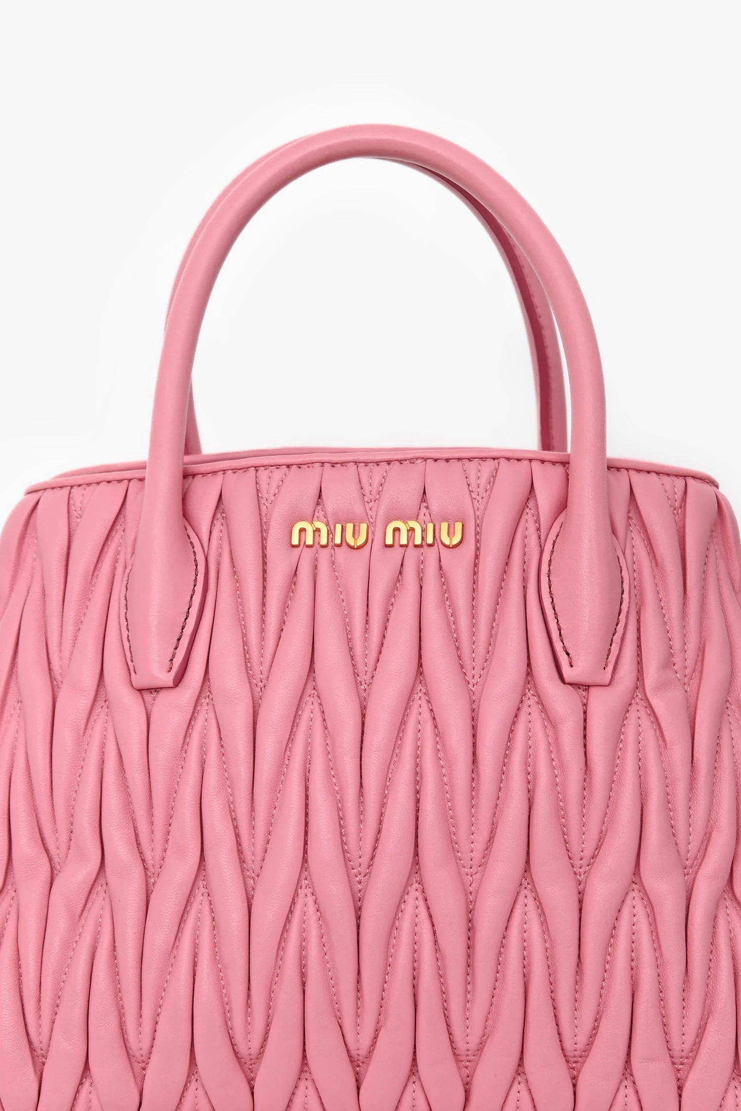 Miu Miu Pink Matelasse Leather Small Tote Bag with Strap - Image 6