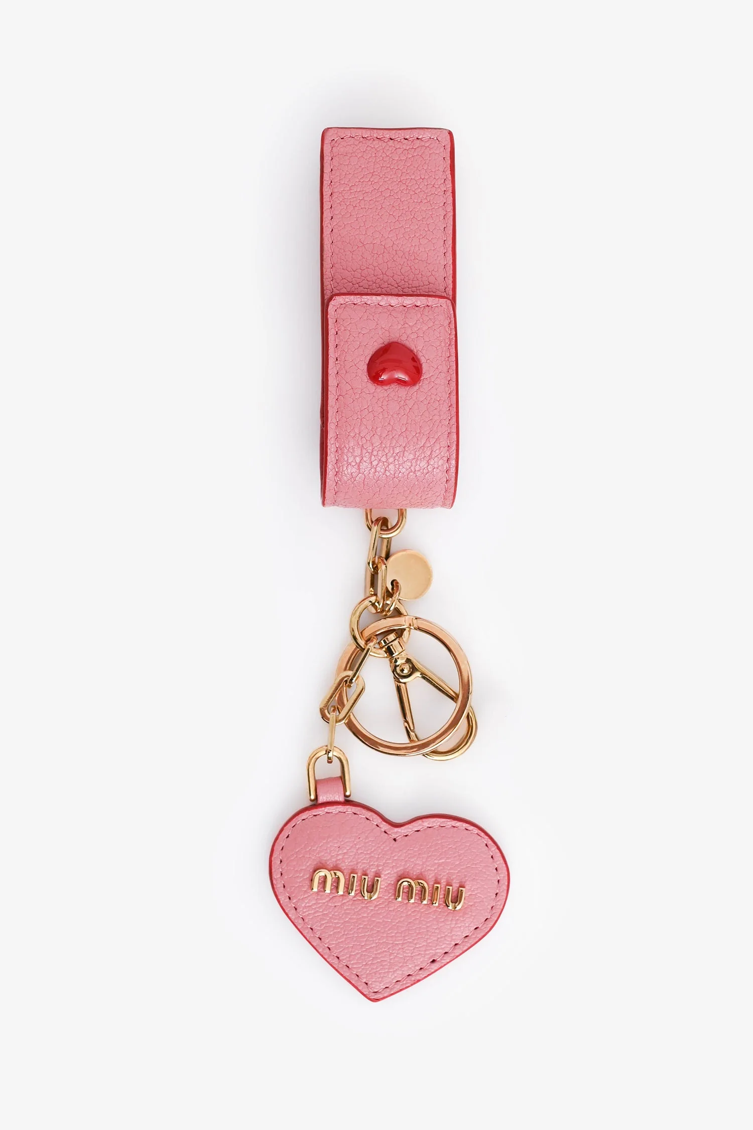 Miu Miu Pink/Red Leather Lipstick + Mirror Keychain