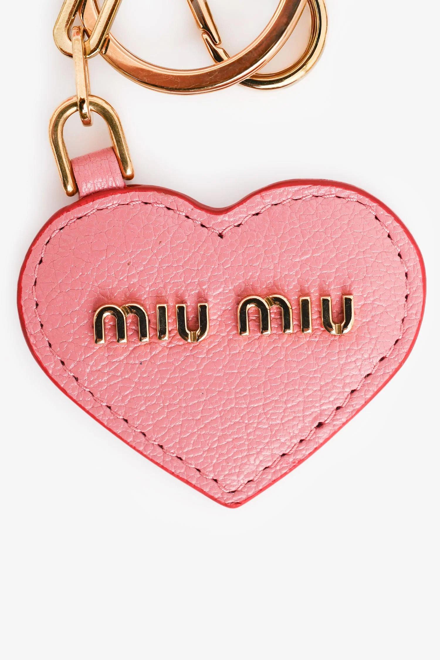 Miu Miu Pink/Red Leather Lipstick + Mirror Keychain - Image 2
