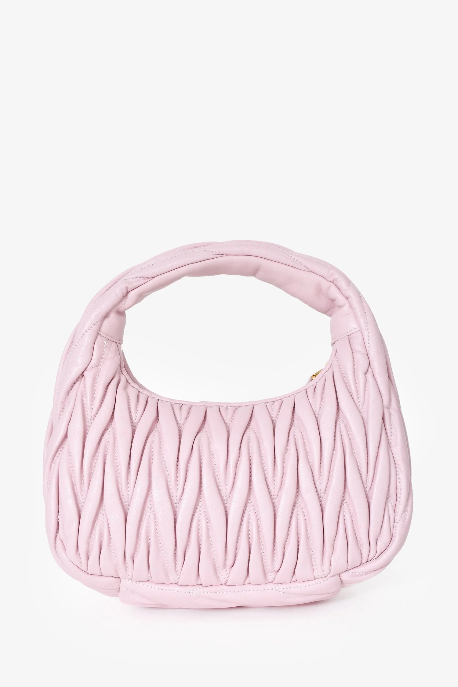 Miu Miu Powder Pink Nappa Matelasse Small Wander Hobo - Image 3