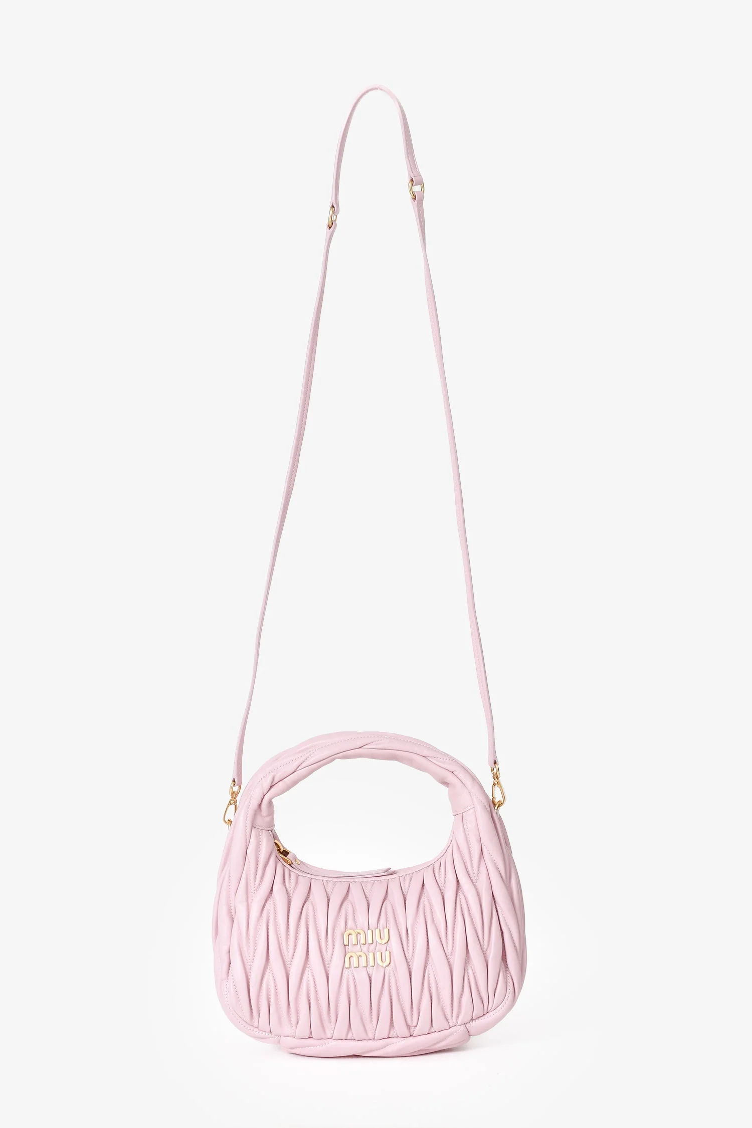 Miu Miu Powder Pink Nappa Matelasse Small Wander Hobo - Image 7