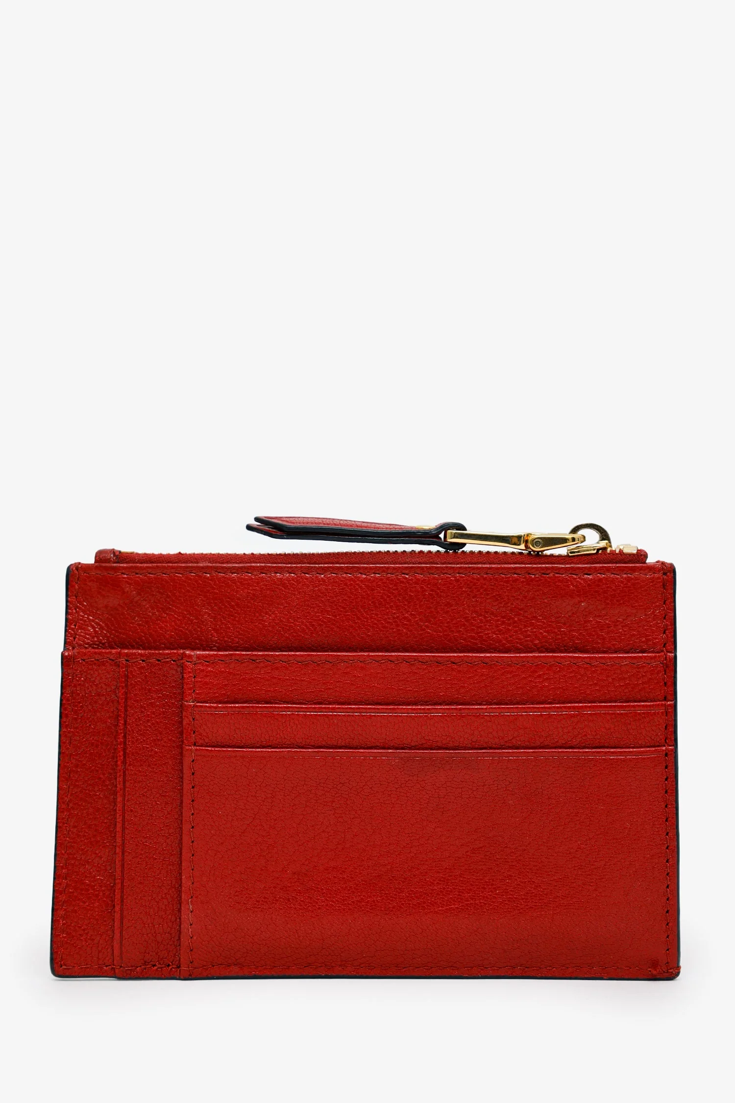 Miu Miu Red Leather Zip Card Holder - Image 2
