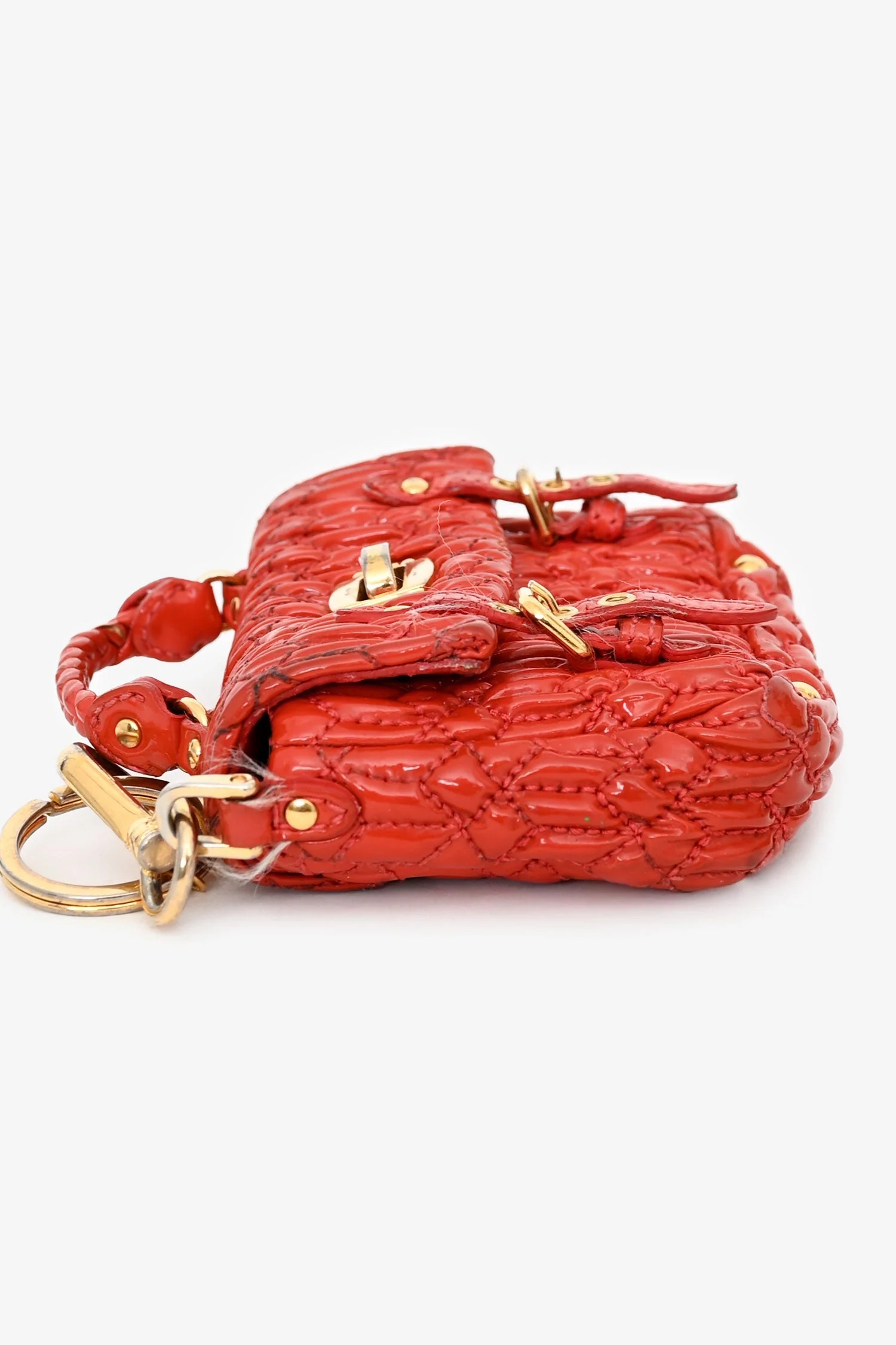 Miu Miu Red Patent Leather Bag Charm - Image 4