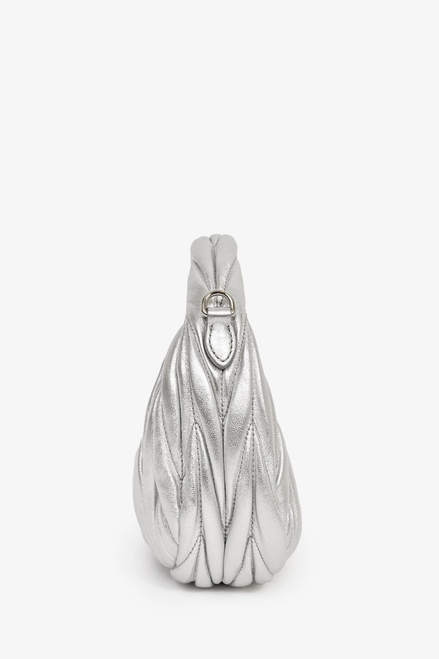 Miu Miu Silver Leather 'Wander Matelassé' Bag - Image 3
