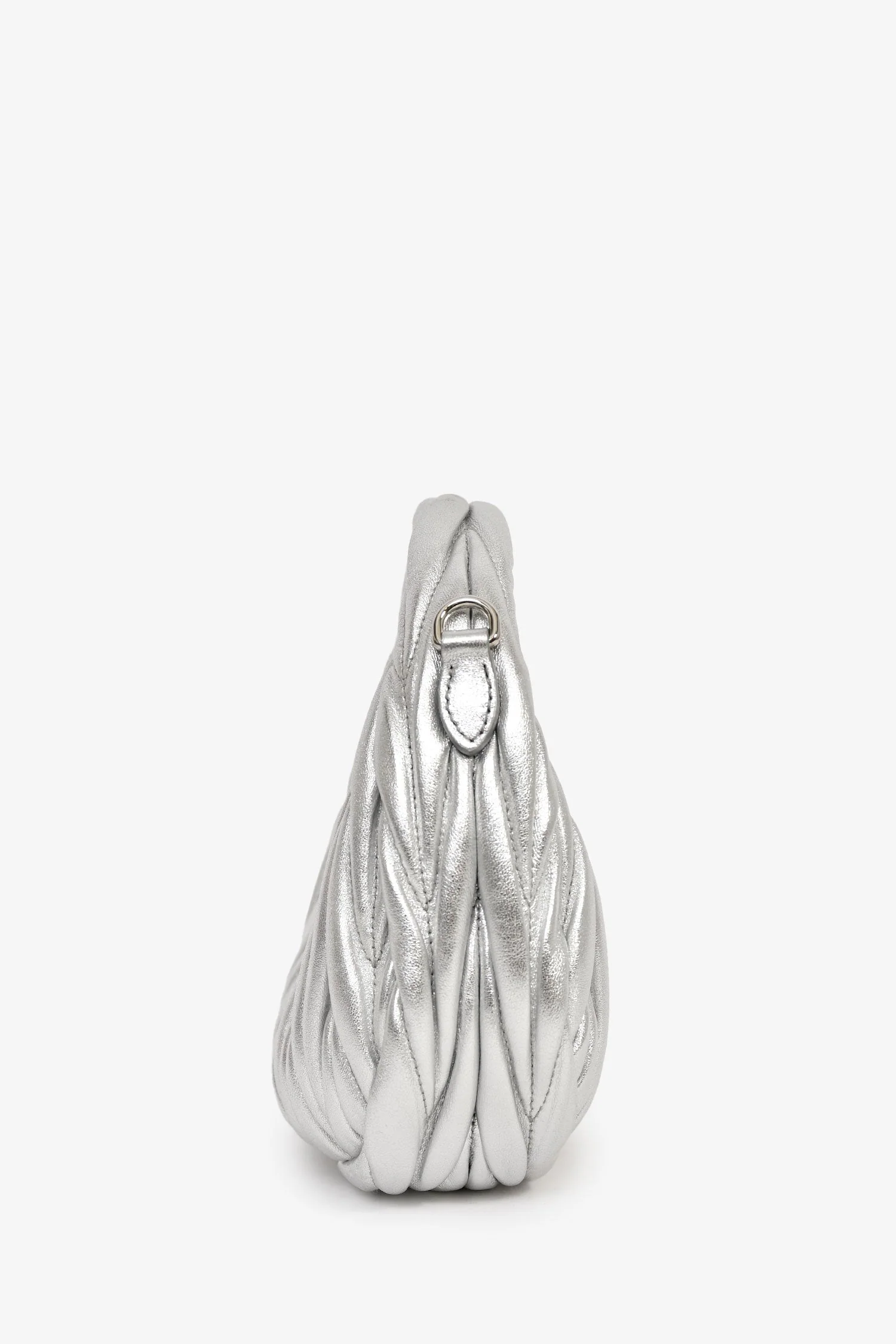 Miu Miu Silver Leather 'Wander Matelassé' Bag - Image 4