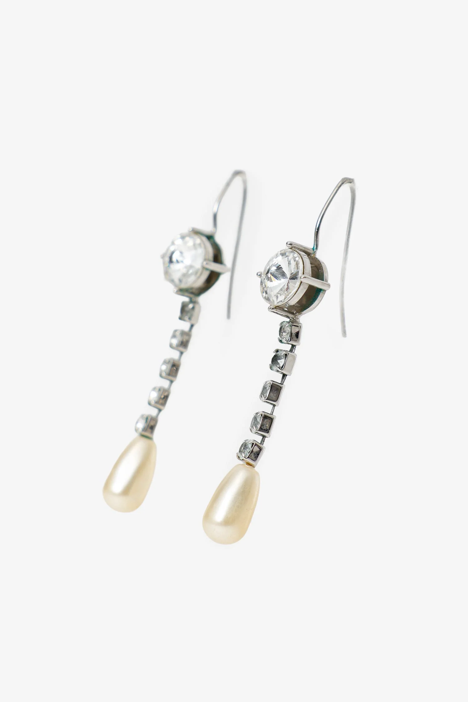 Miu Miu Silver-tone Crystal Faux Pearl Drop Earrings - Image 2
