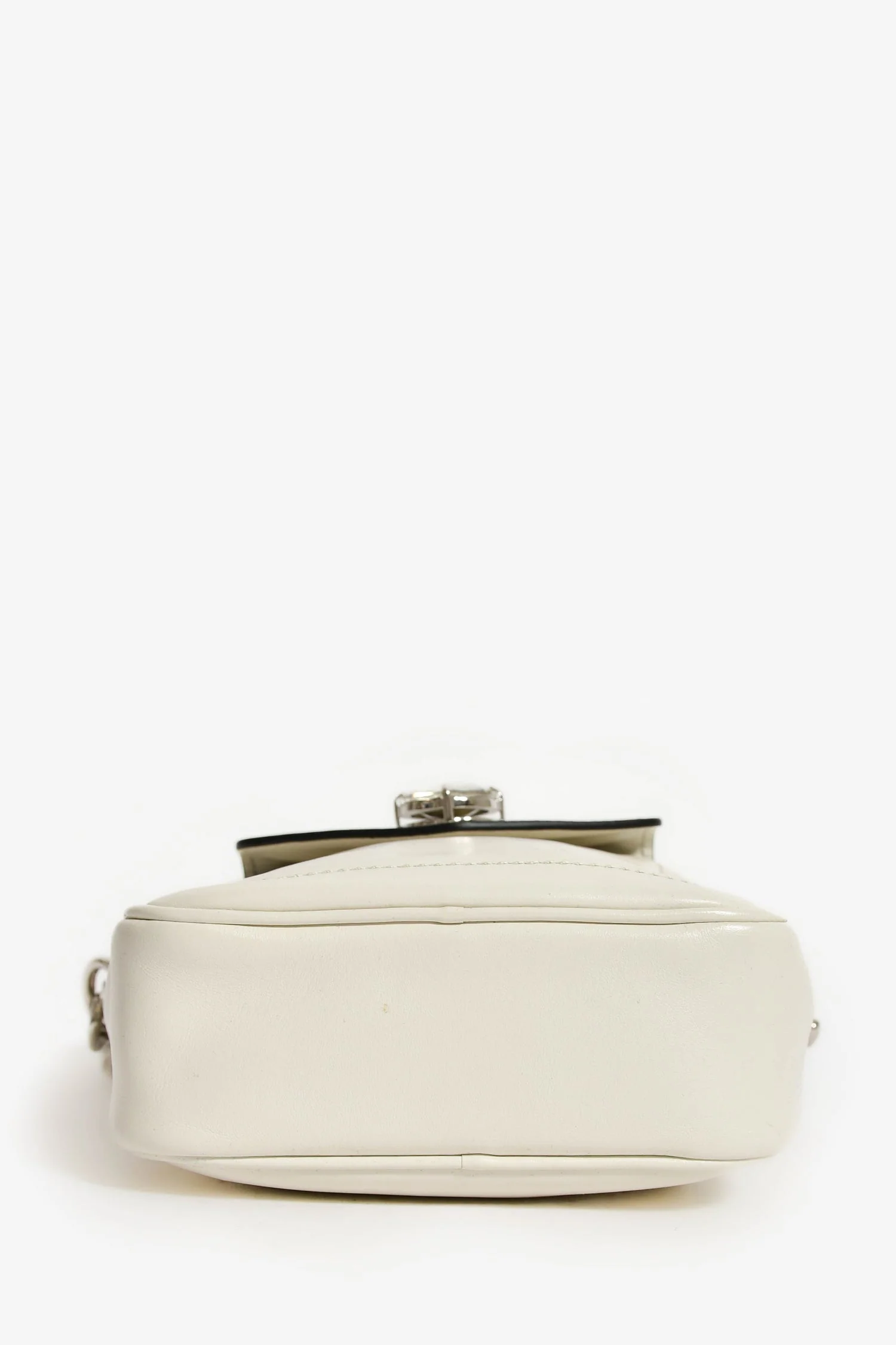 Miu Miu White Leather Crystal Embellished Top Handle - Image 5