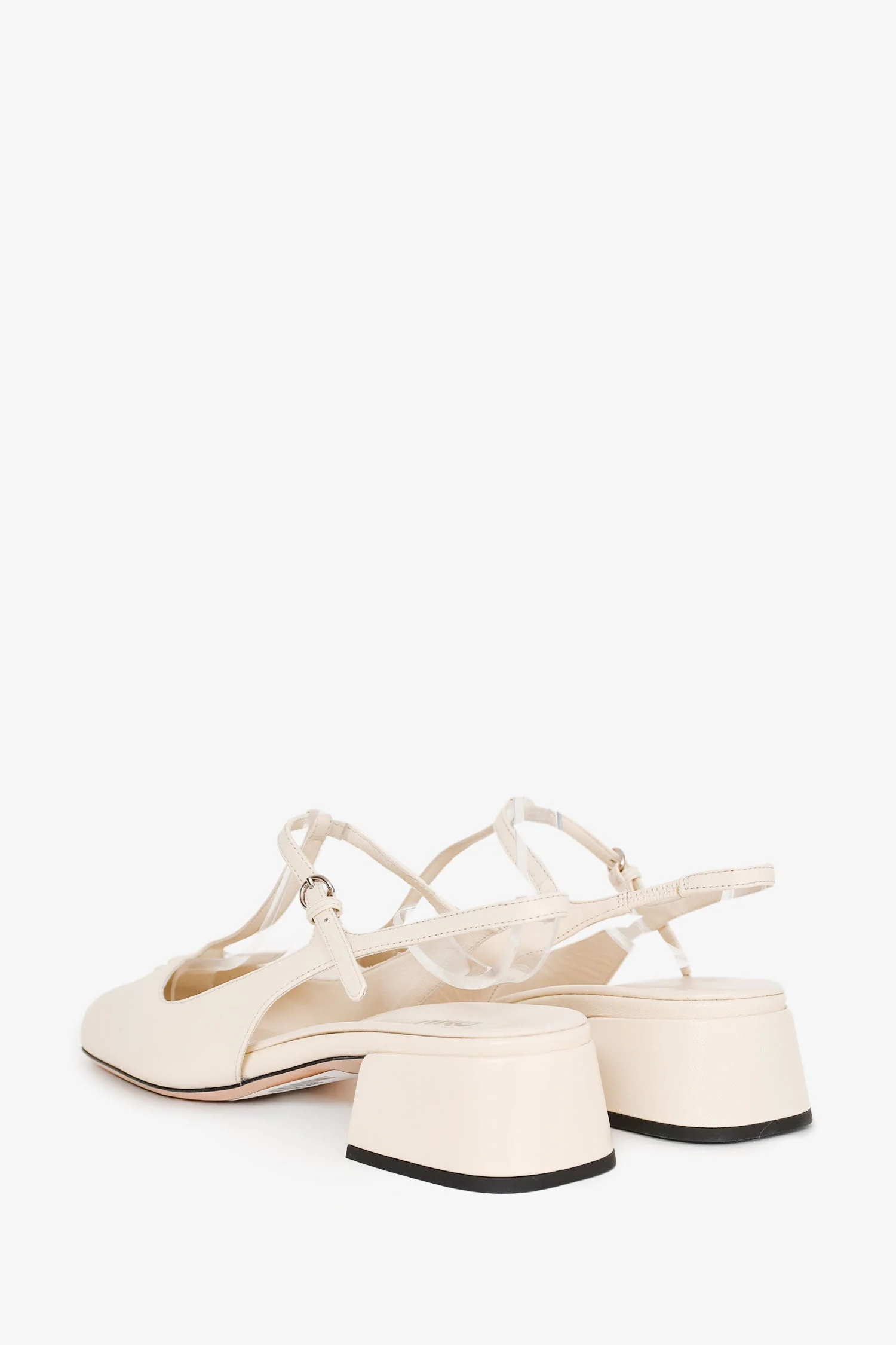 Miu Miu White Leather Logo Mary Jane Style Flats Size 36 - Image 4