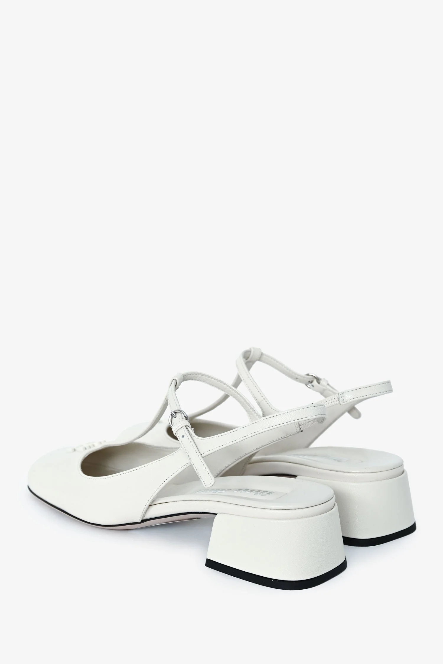 Miu Miu White Leather Mary Jane Flats Size 35 - Image 4
