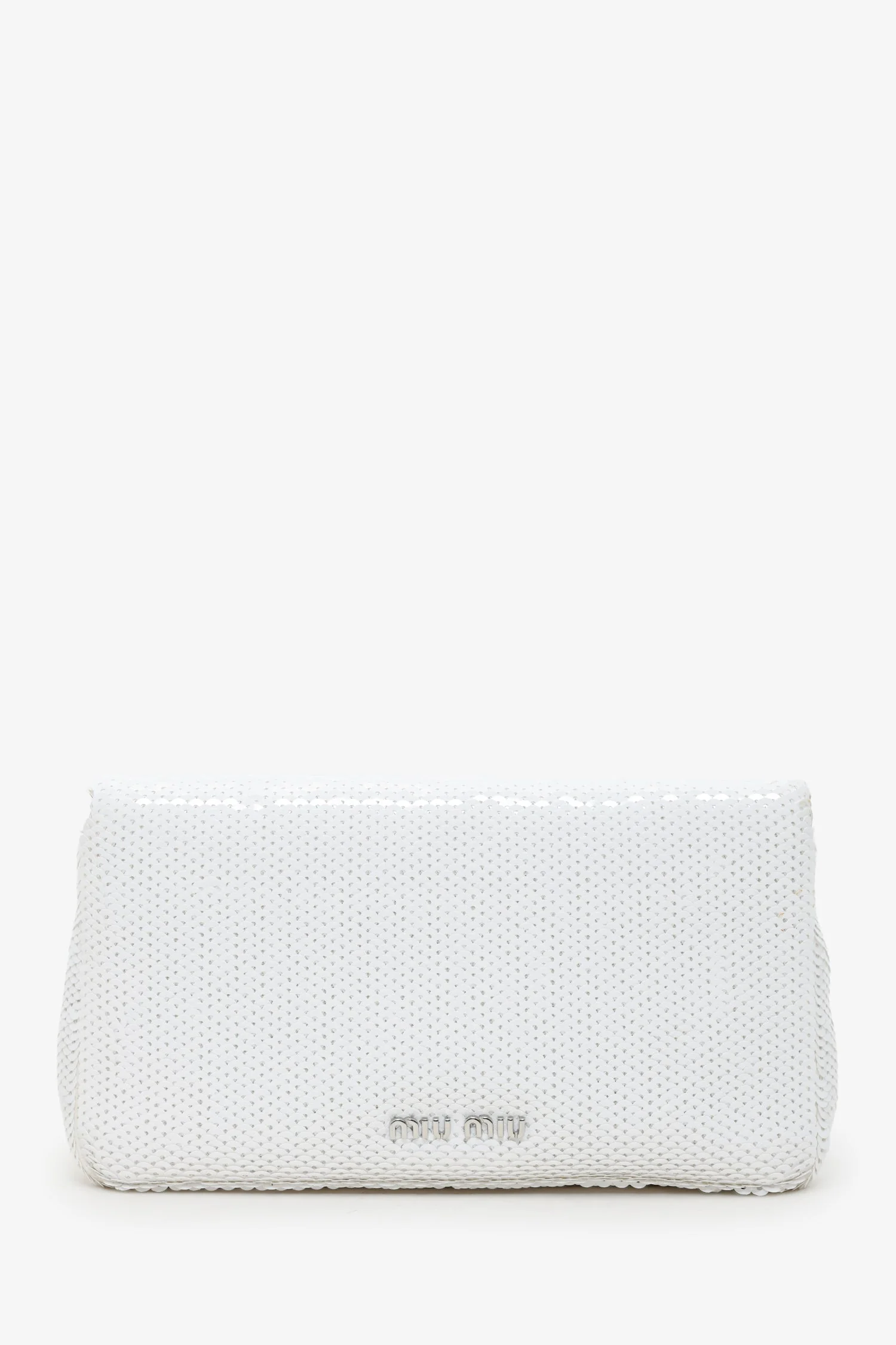 Miu Miu White Sequin Pearl Crystal Embellished Crossbody Bag - Image 2