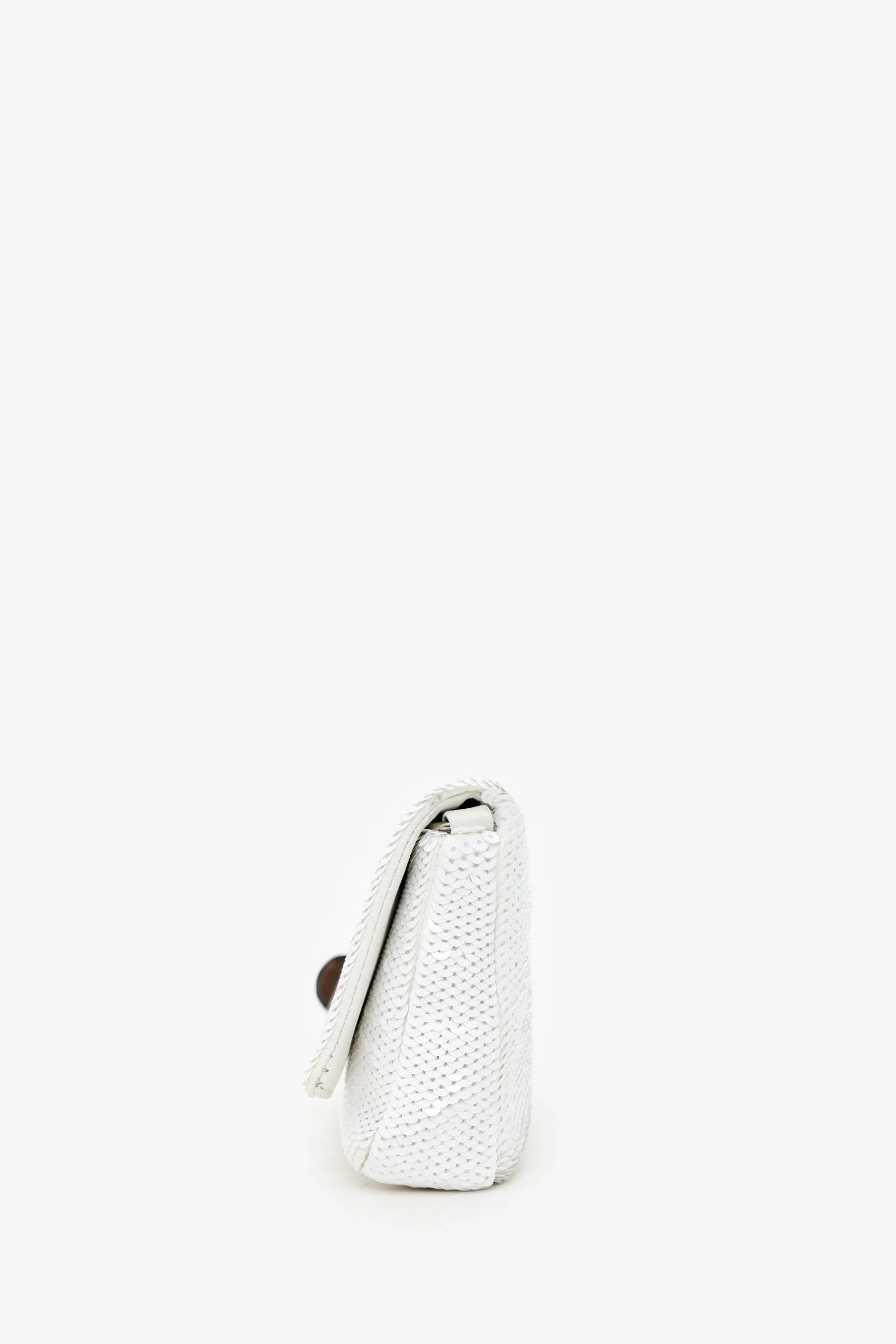 Miu Miu White Sequin Pearl Crystal Embellished Crossbody Bag - Image 4