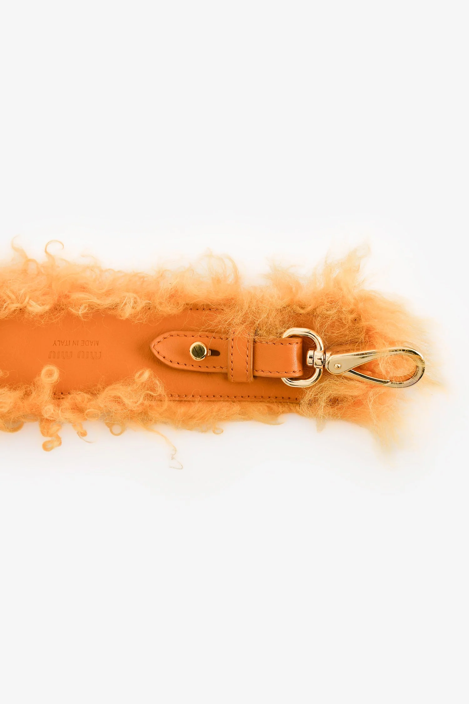 Miu Miu Yellow Faux Fur Bag Strap - Image 5