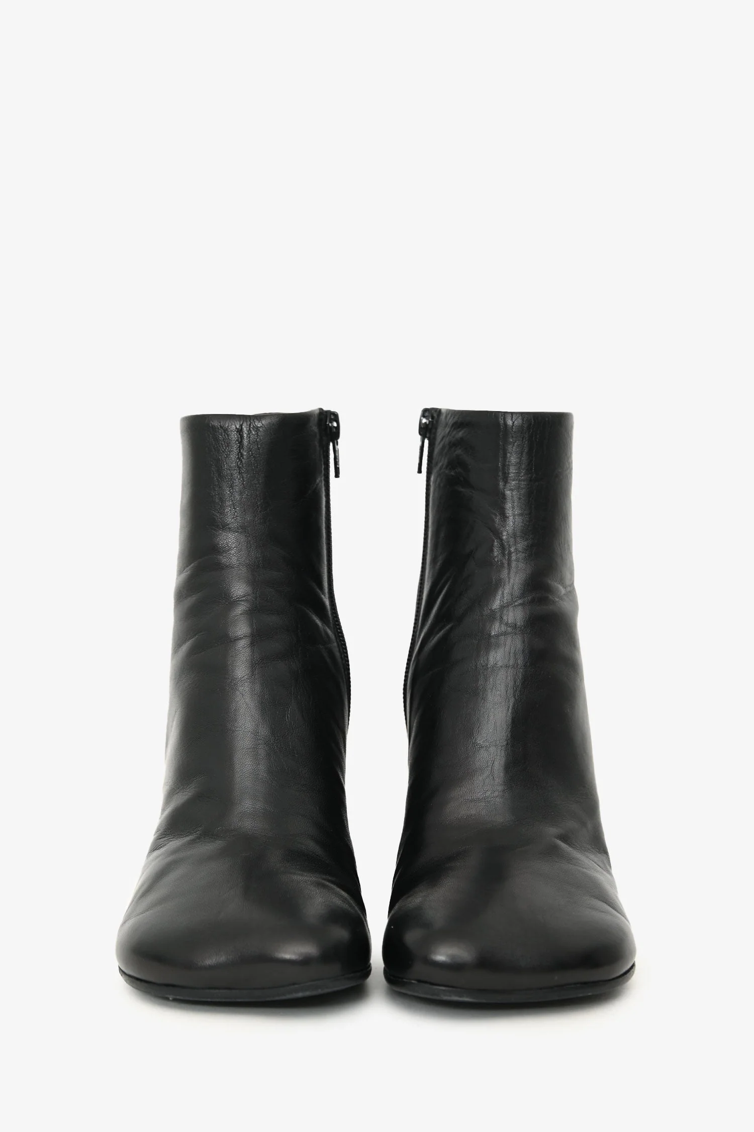 MM6 Maison Margiela Black Leather 'Cup' Ankle Boots Size 40 - Image 3