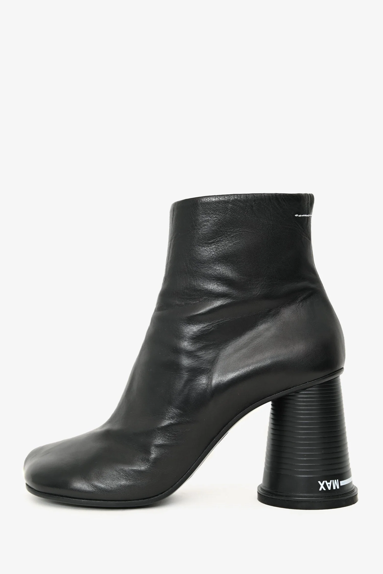 MM6 Maison Margiela Black Leather 'Cup' Ankle Boots Size 40 - Image 4