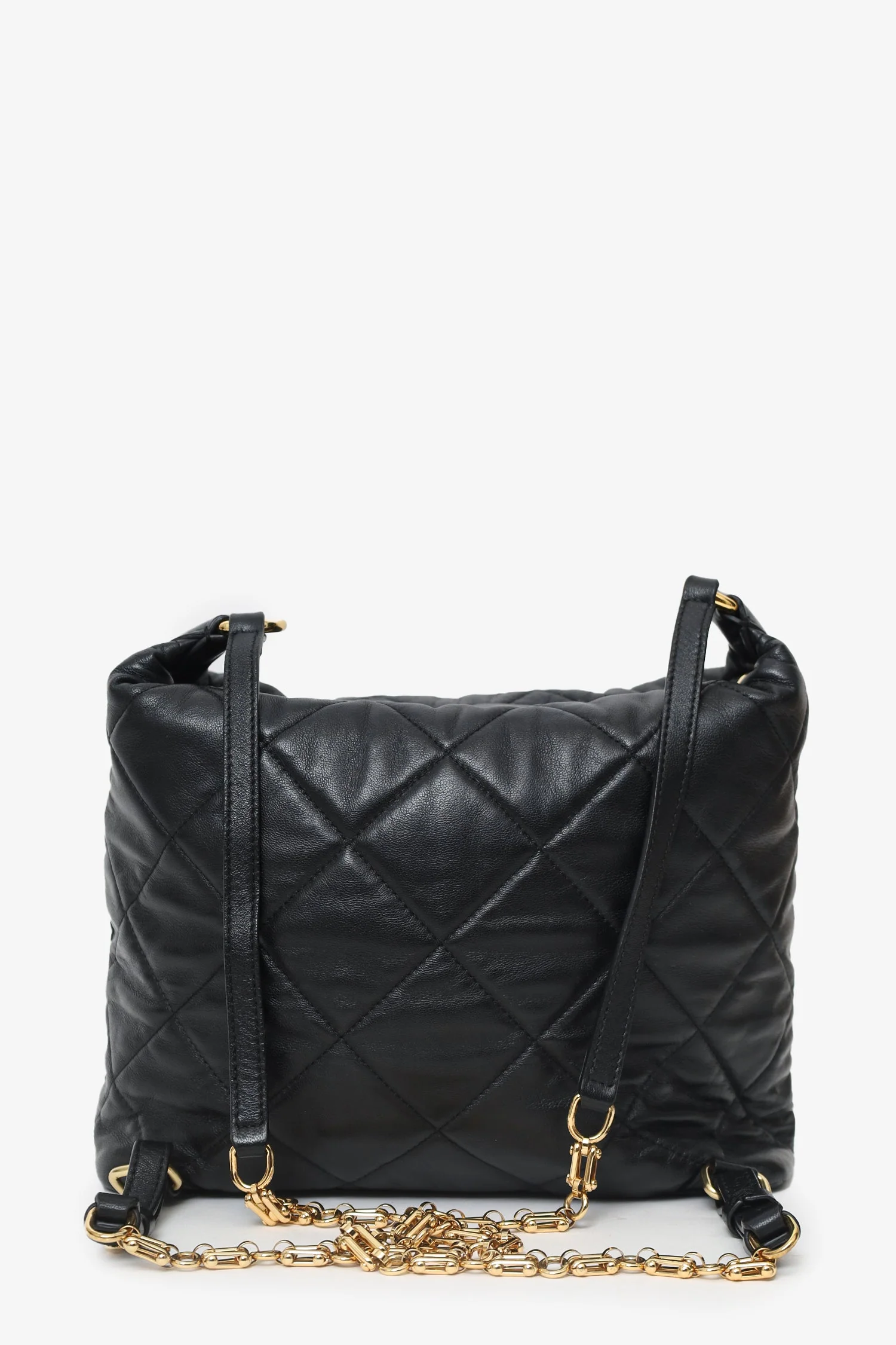 Moncler Black Leather Quilted Backpack - Image 3
