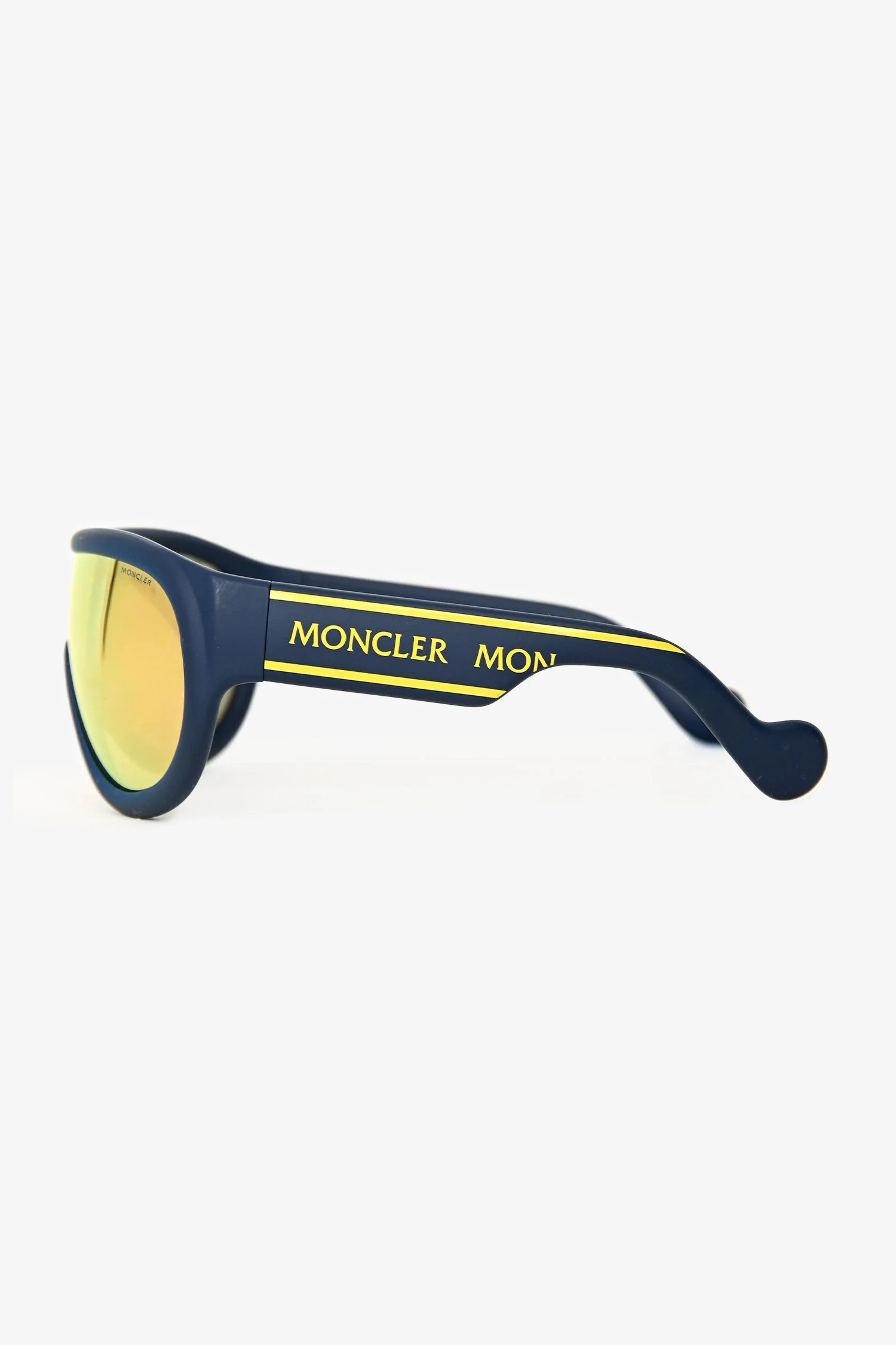Moncler Blue/Yellow Oversized Reflective Sunglasses - Image 3