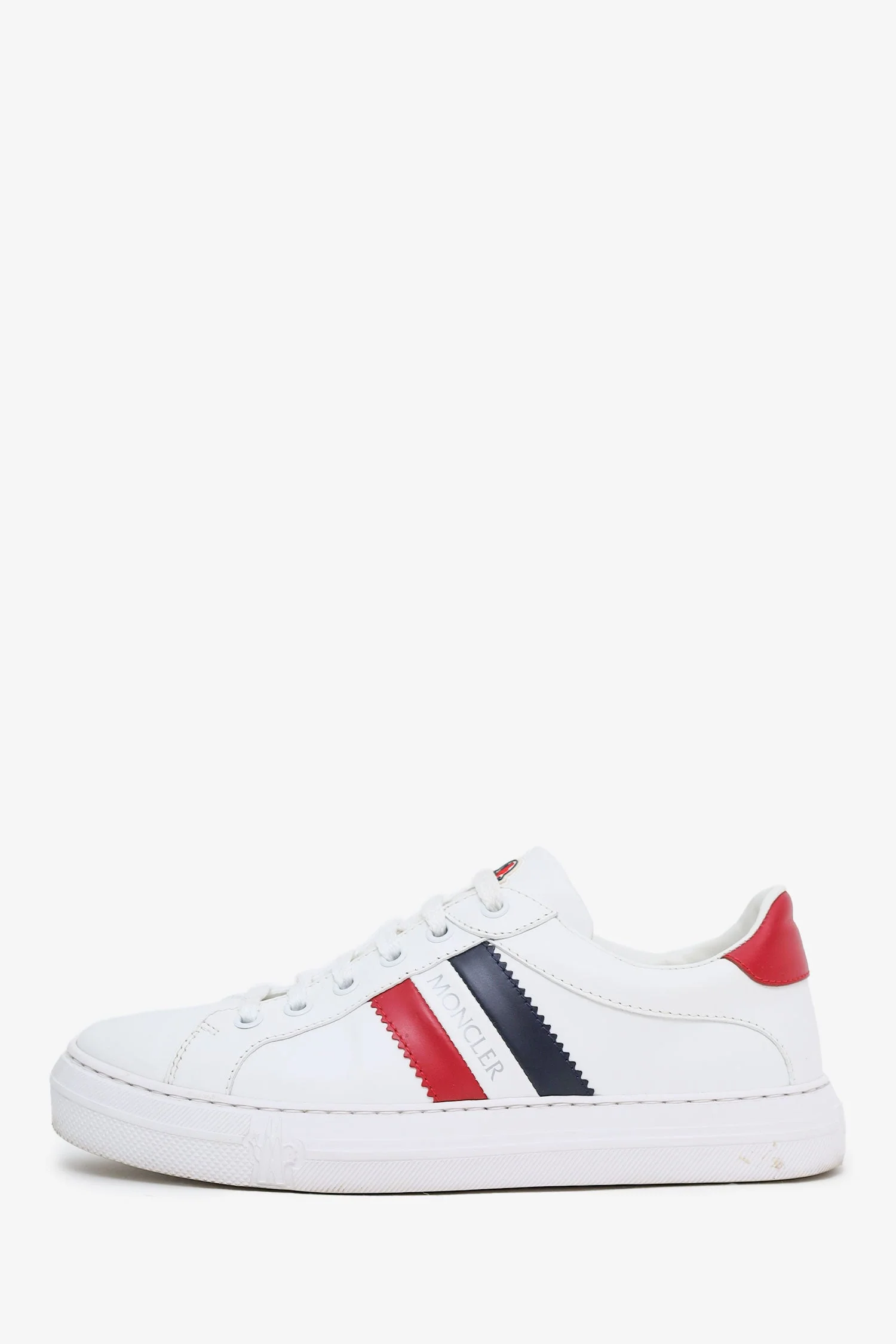 Moncler White/Red Leather Low Top Sneakers Size 37 - Image 5