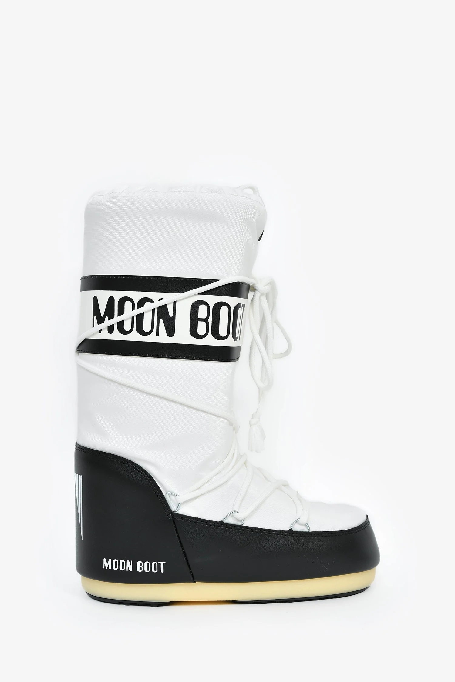 Moon Boot White Nylon Logo Tie Up Boots Size 6