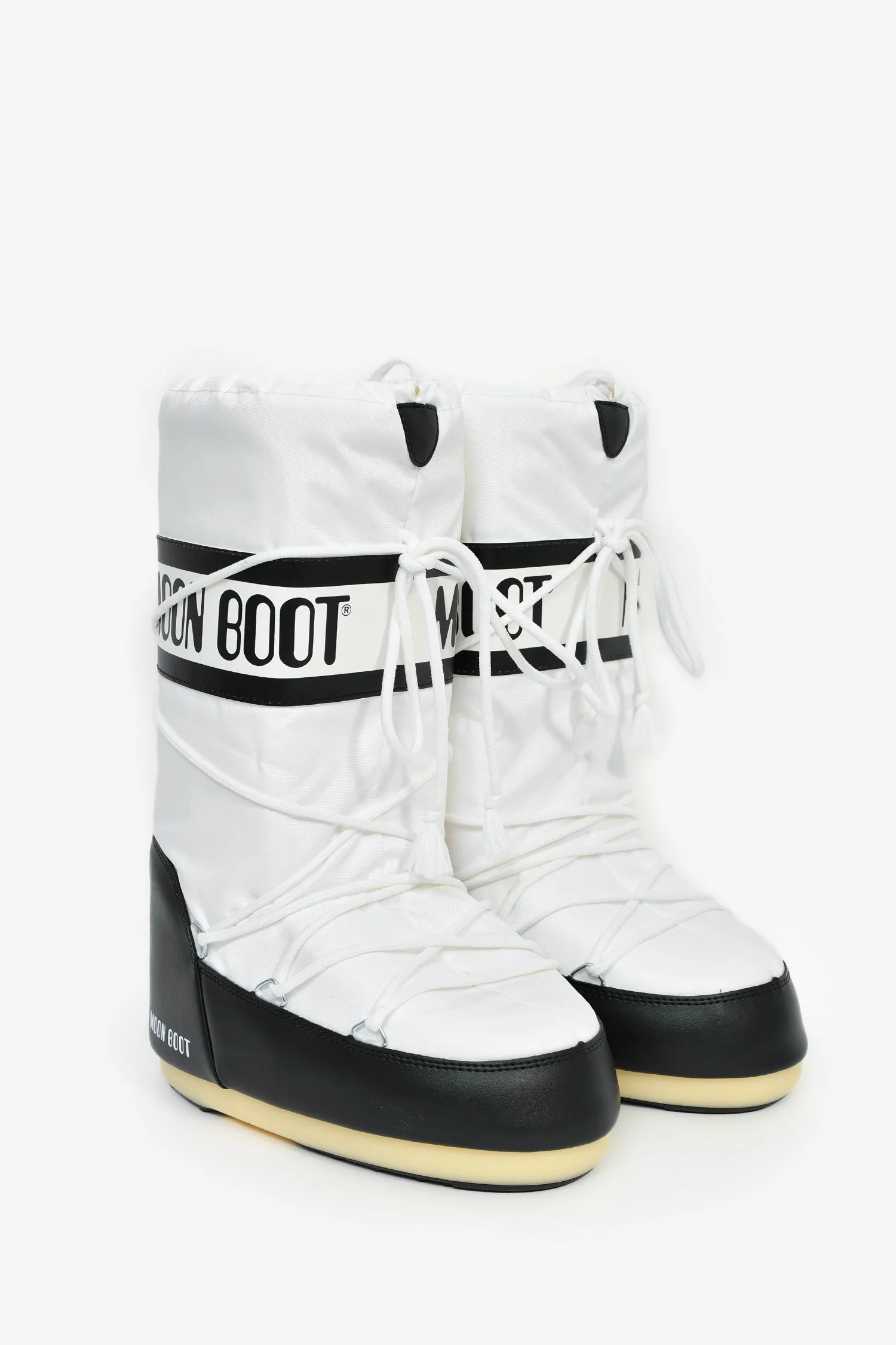 Moon Boot White Nylon Logo Tie Up Boots Size 6 - Image 2