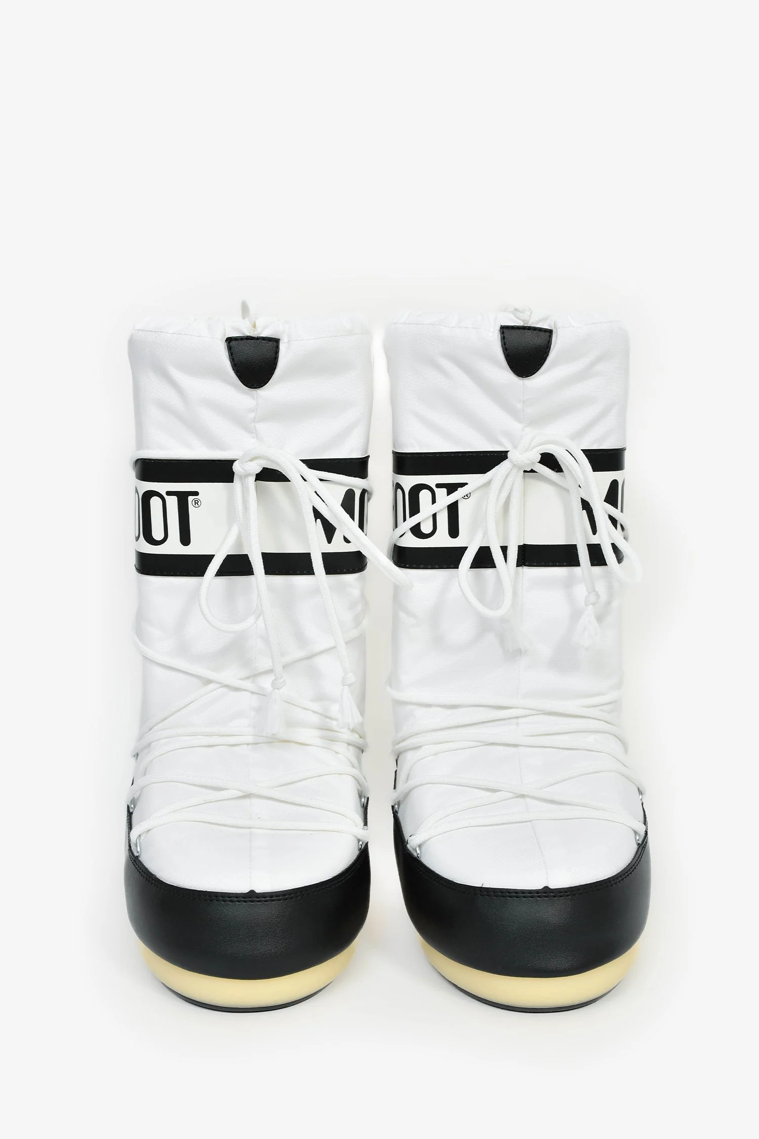 Moon Boot White Nylon Logo Tie Up Boots Size 6 - Image 3
