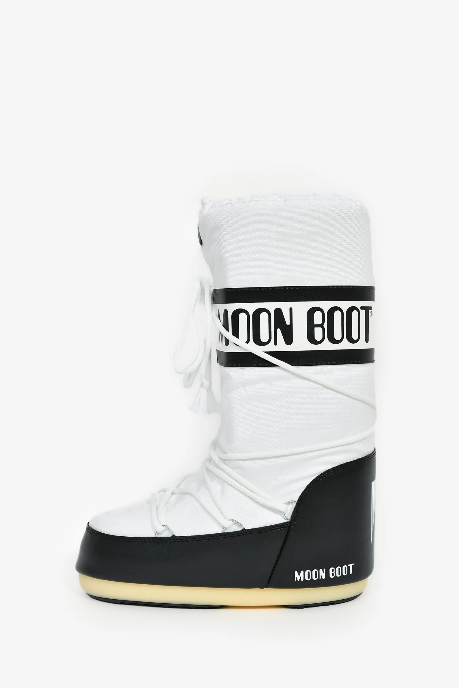 Moon Boot White Nylon Logo Tie Up Boots Size 6 - Image 4