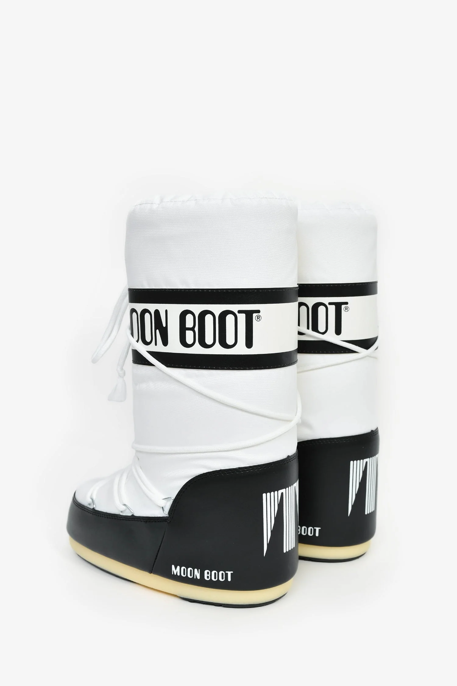 Moon Boot White Nylon Logo Tie Up Boots Size 6 - Image 5