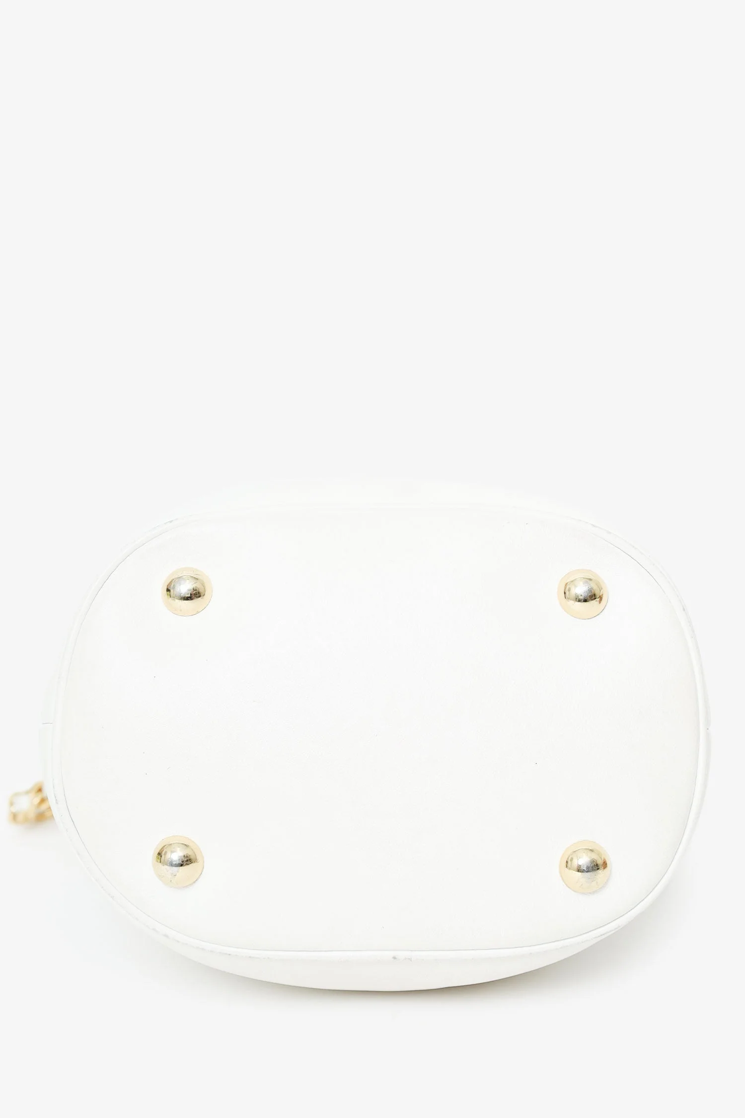 Moschino White Leather Logo Chain Bucket Bag - Image 5