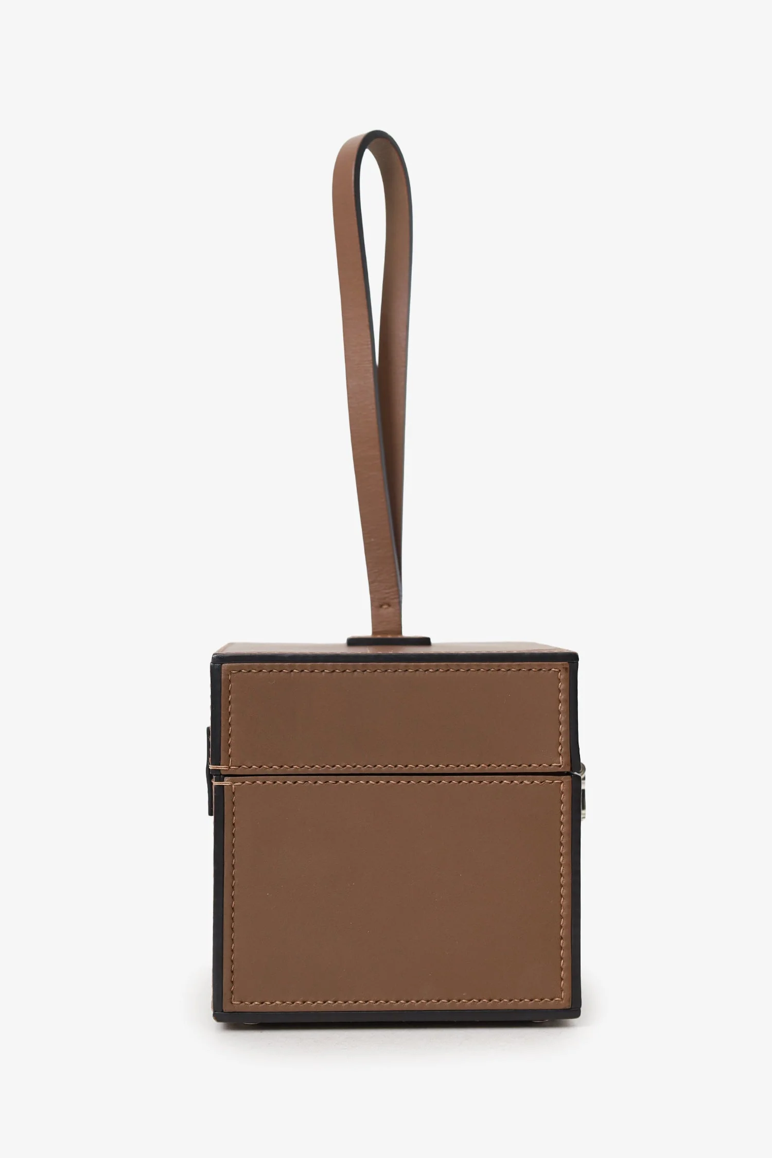 Moynat Brown Leather Mini Vanity Box Bag - Image 3