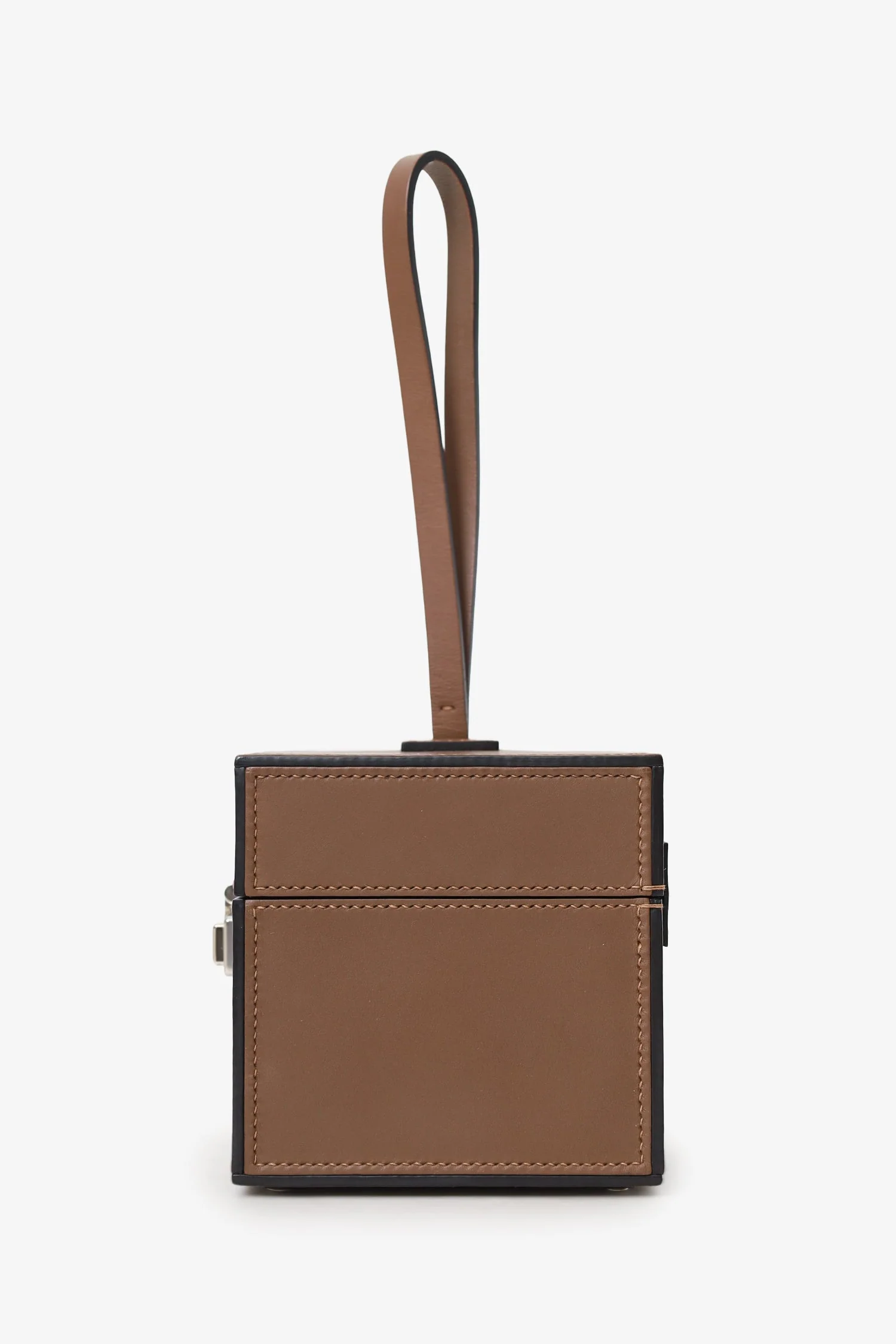 Moynat Brown Leather Mini Vanity Box Bag - Image 4