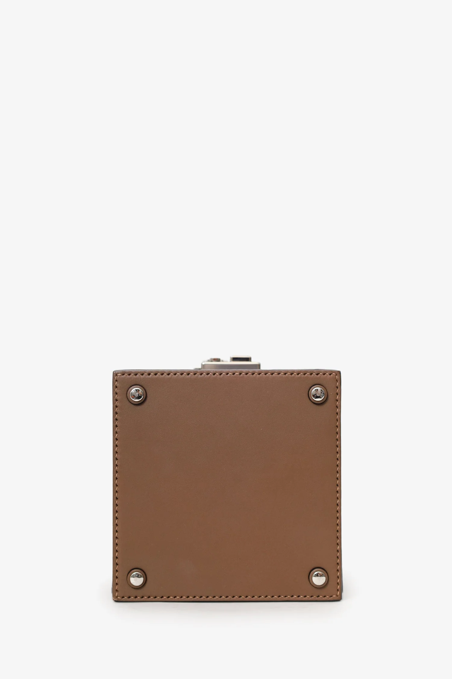 Moynat Brown Leather Mini Vanity Box Bag - Image 5