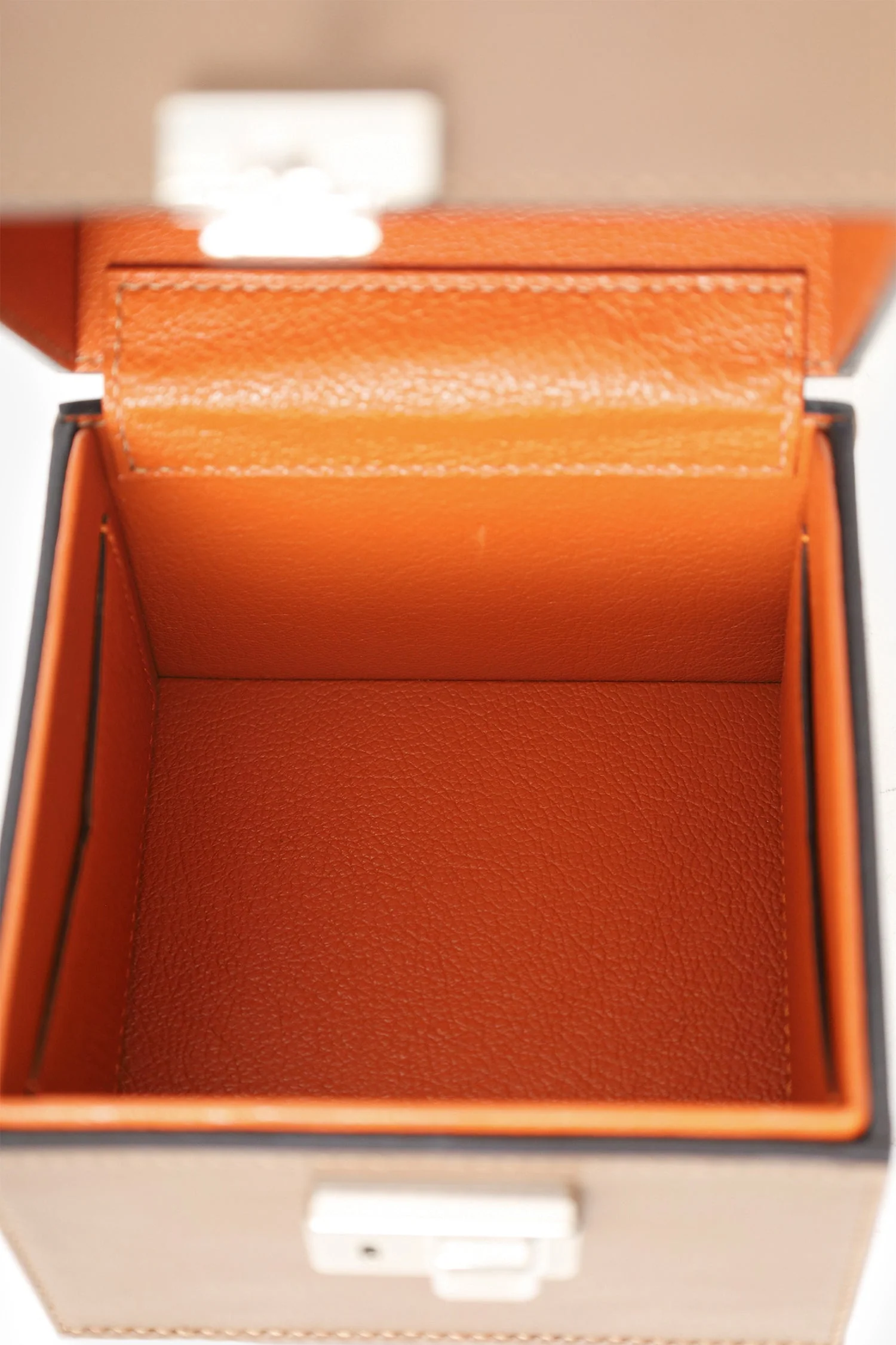 Moynat Brown Leather Mini Vanity Box Bag - Image 6