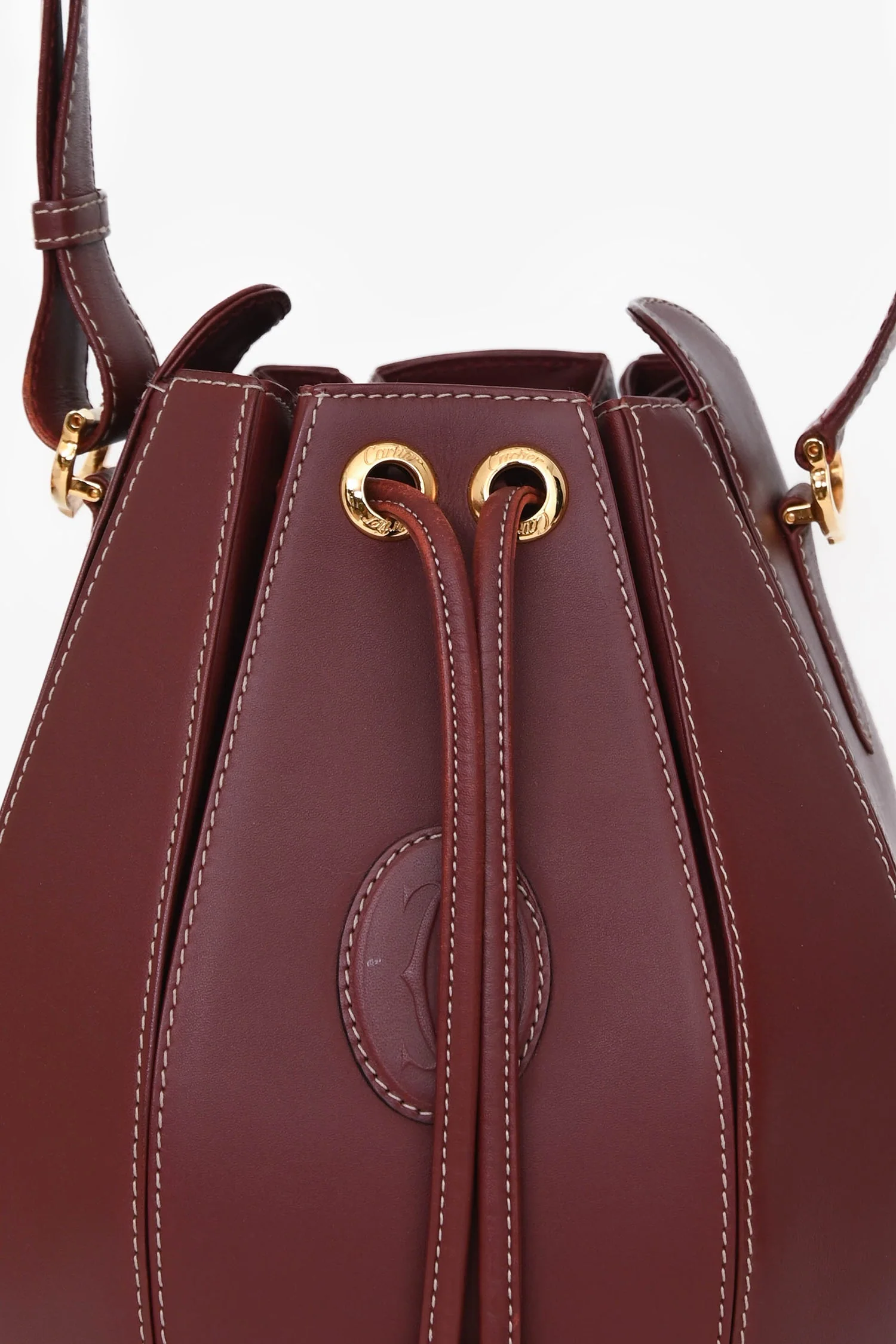 Must de Cartier Burgundy Leather Bucket Bag - Image 7