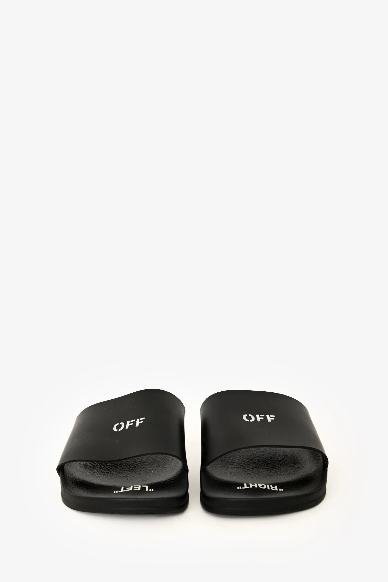 Off-White Black Leather Logo Slides Size 39 - Image 3