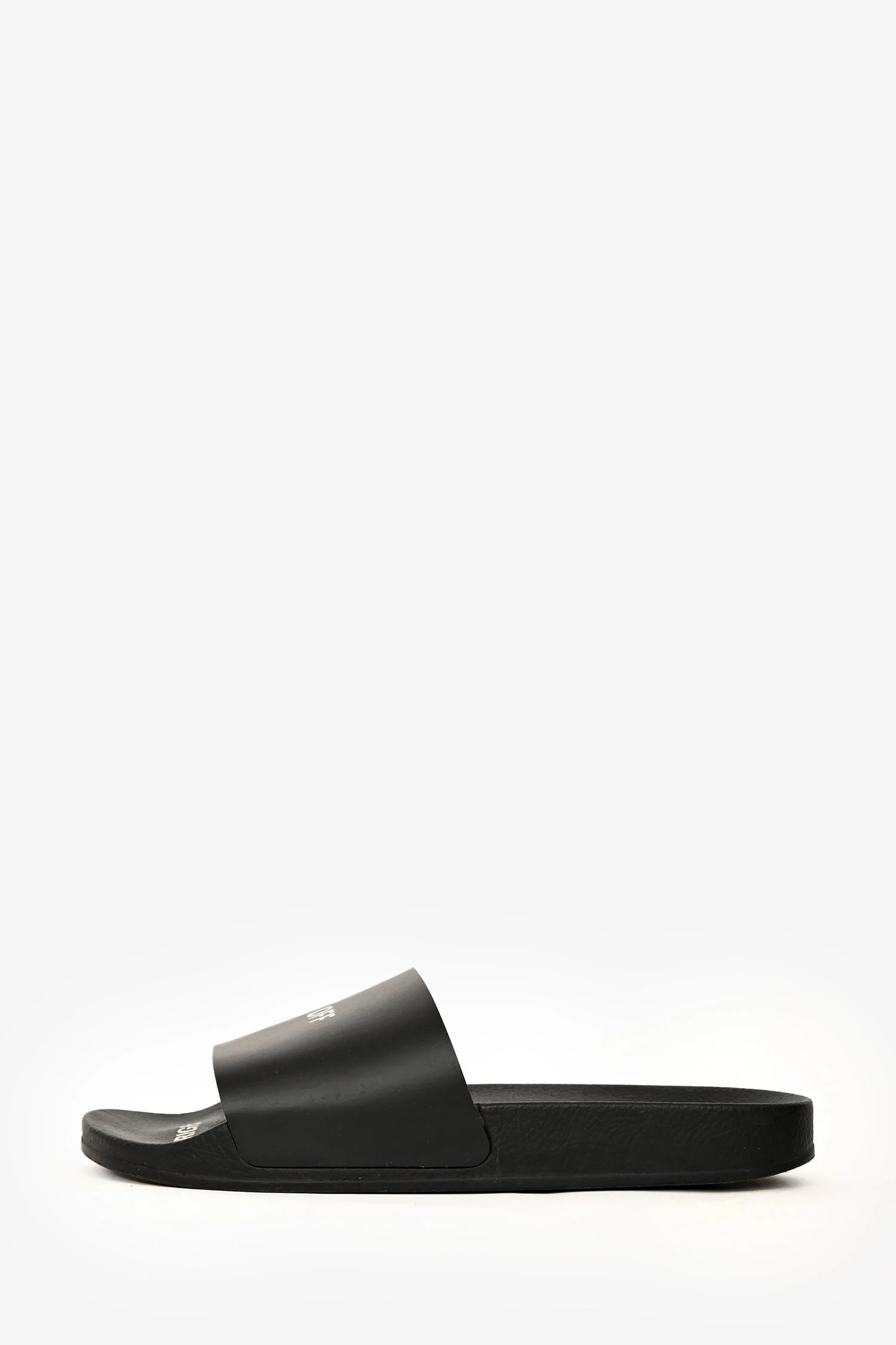 Off-White Black Leather Logo Slides Size 39 - Image 5
