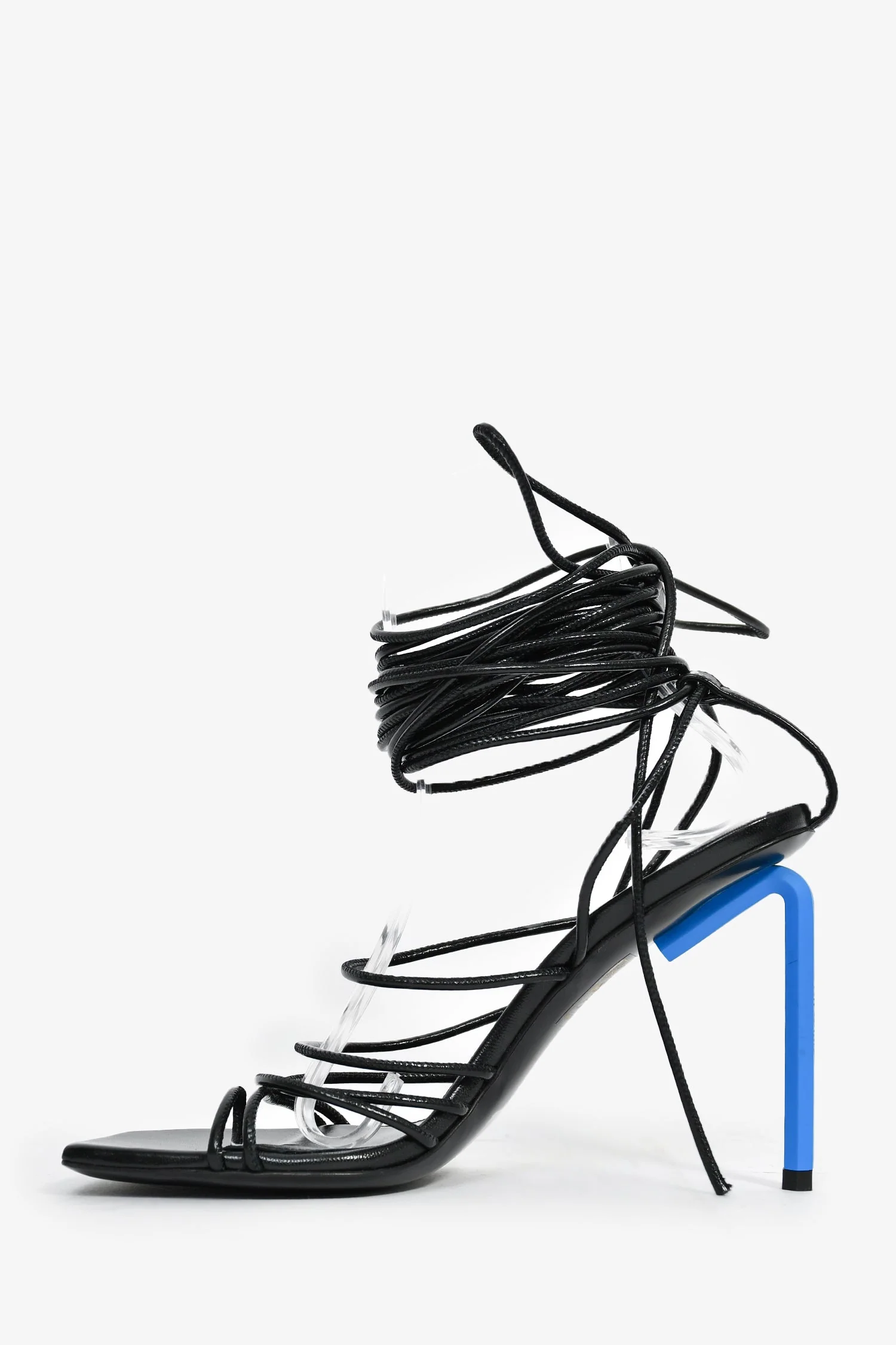 Off-White Black Leather Wrap Cord 'Allen 100' Heeled Sandals Size 36 - Image 4
