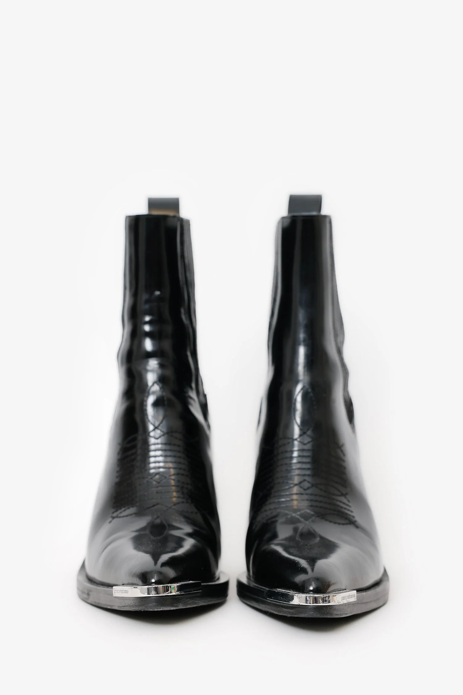 Paco Rabanne Black Leather Western Boots Size 38 - Image 3