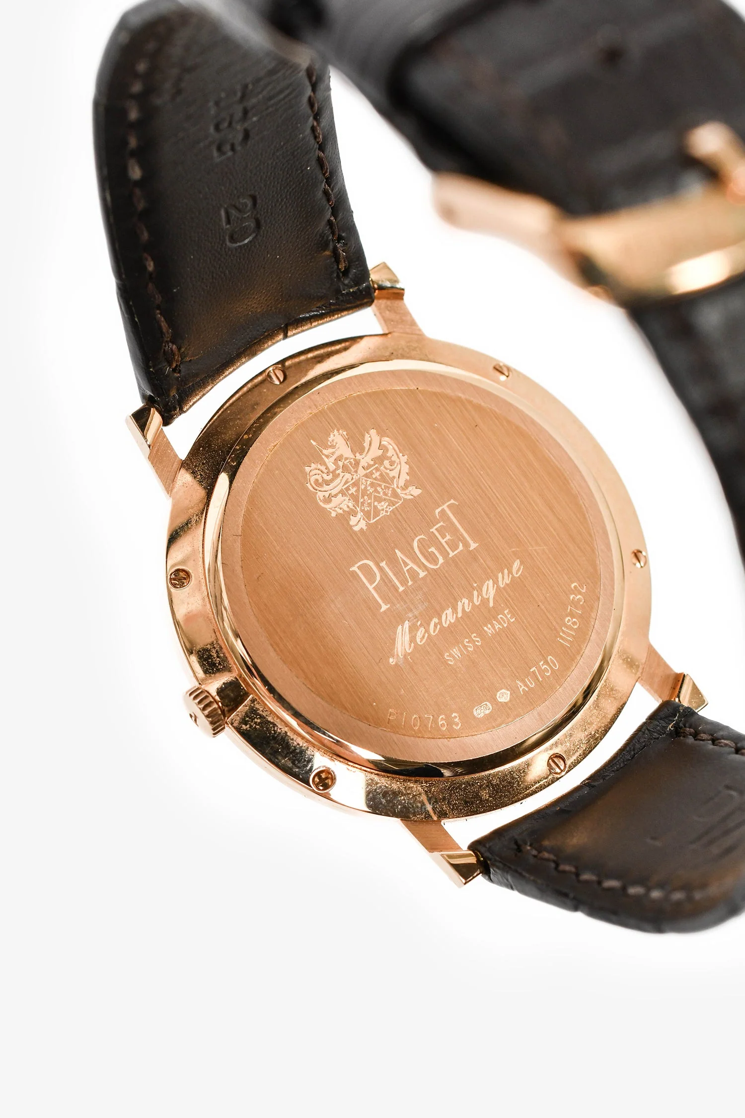Piaget 18K Rose Gold/Brown Alligator Diamond Bezel 'Altiplano' 38mm Automatic Watch - Image 5