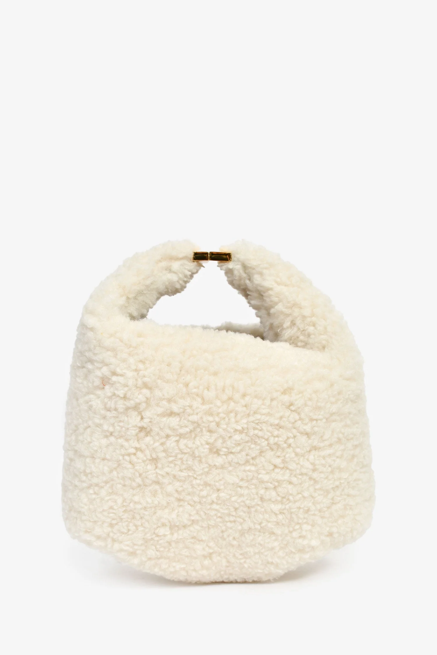 Polene Cream/Brown Shearling/Leather Top Handle - Image 2