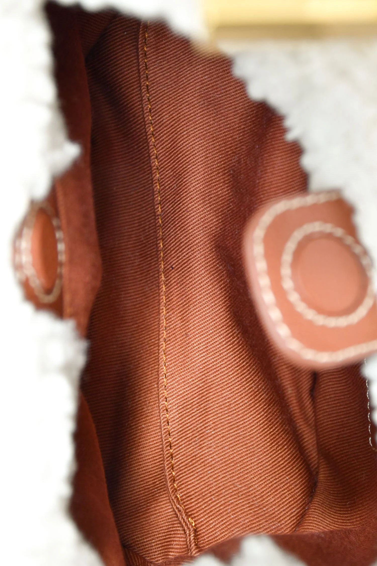 Polene Cream/Brown Shearling/Leather Top Handle - Image 6