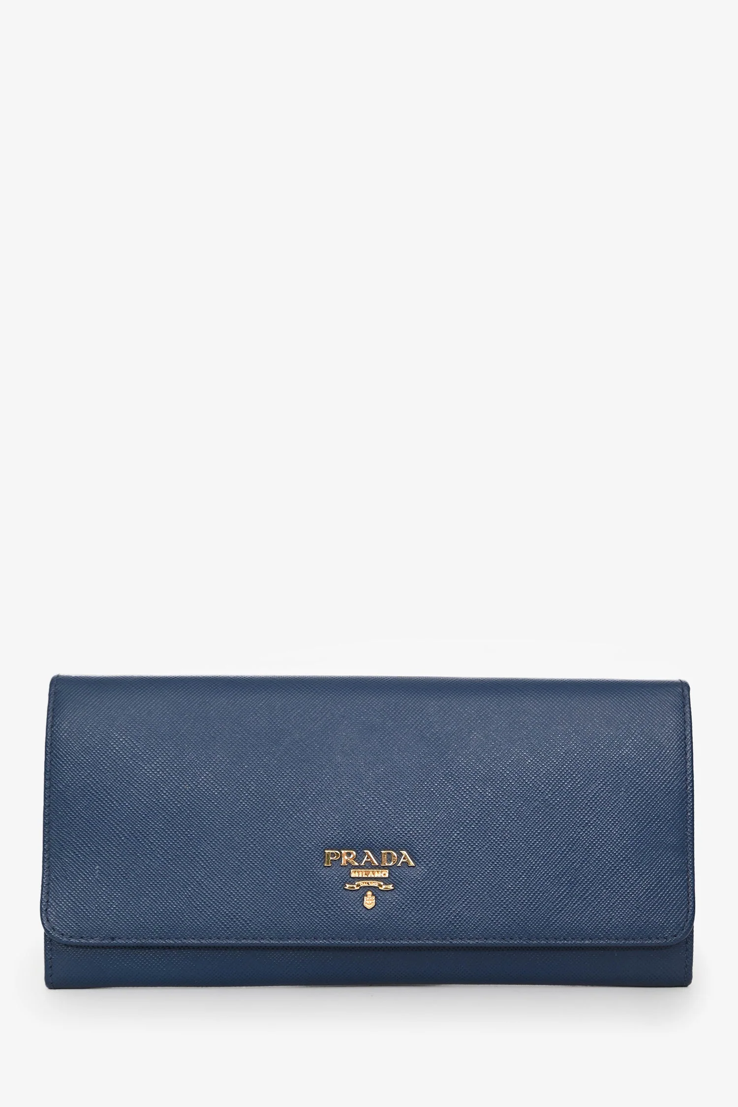 Prada 2013 Blue Saffiano Wallet On Chain