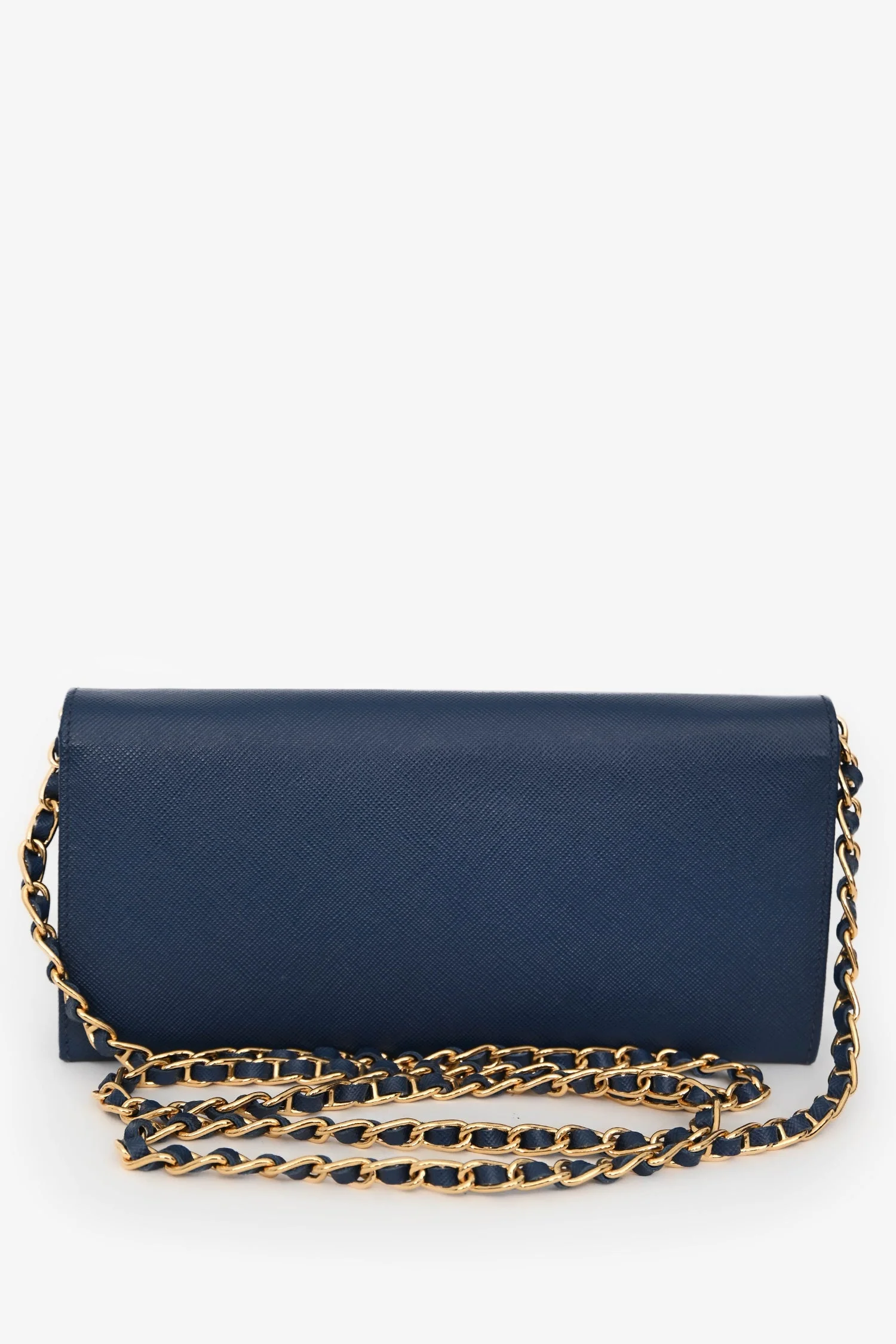 Prada 2013 Blue Saffiano Wallet On Chain - Image 7