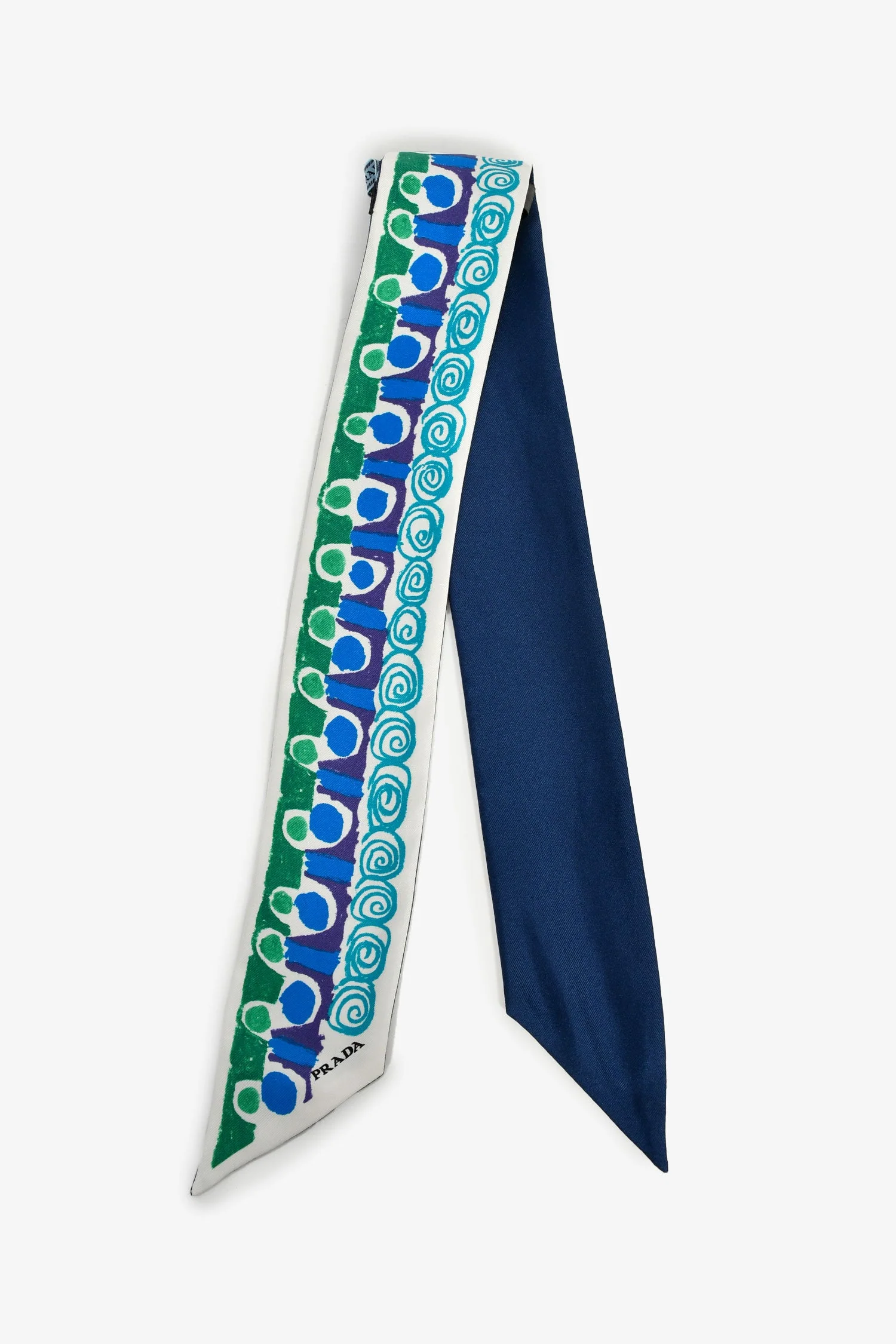 Prada 2021 Blue/Green Silk Skinny Scarf - Image 2