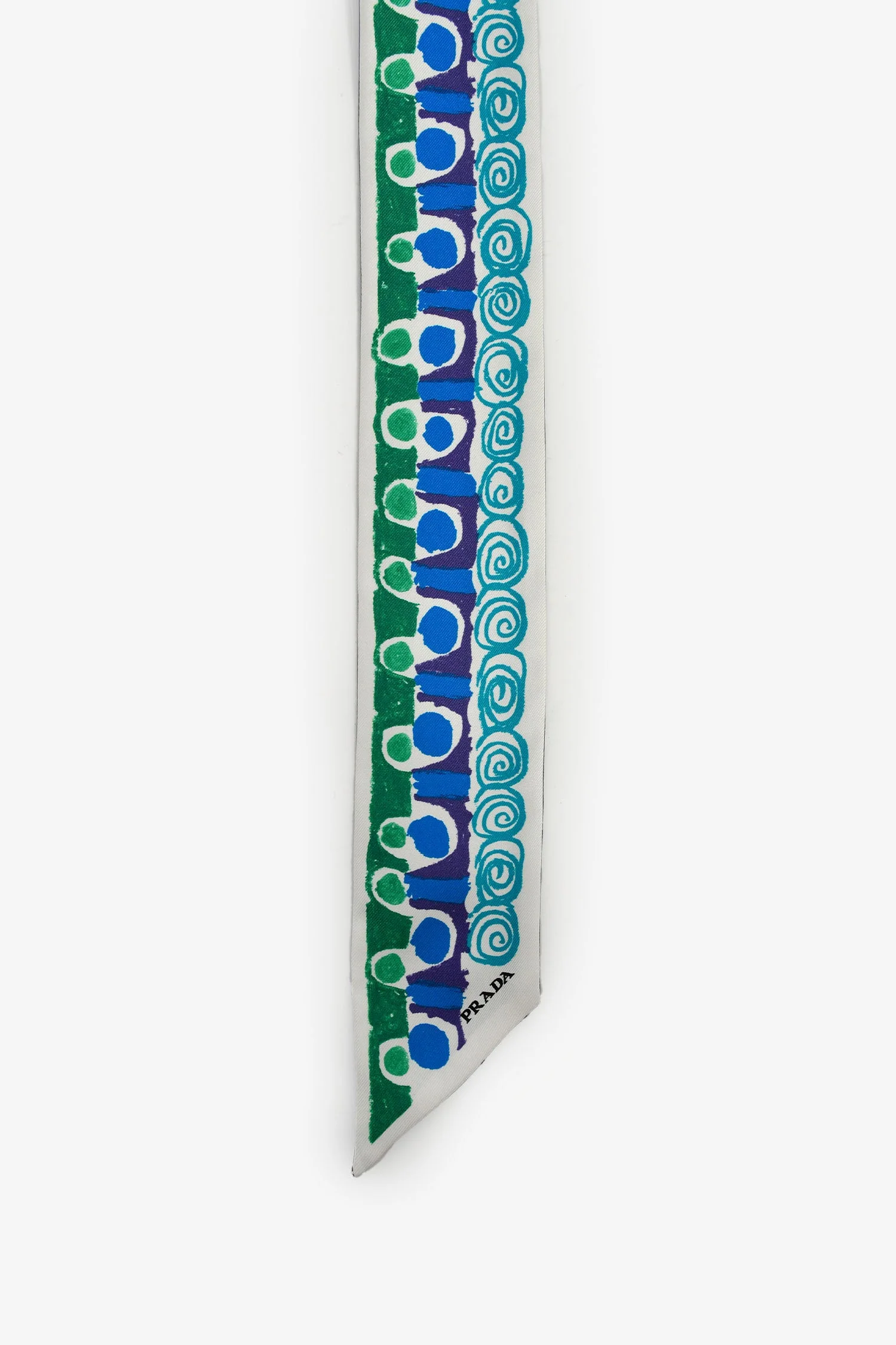 Prada 2021 Blue/Green Silk Skinny Scarf - Image 3