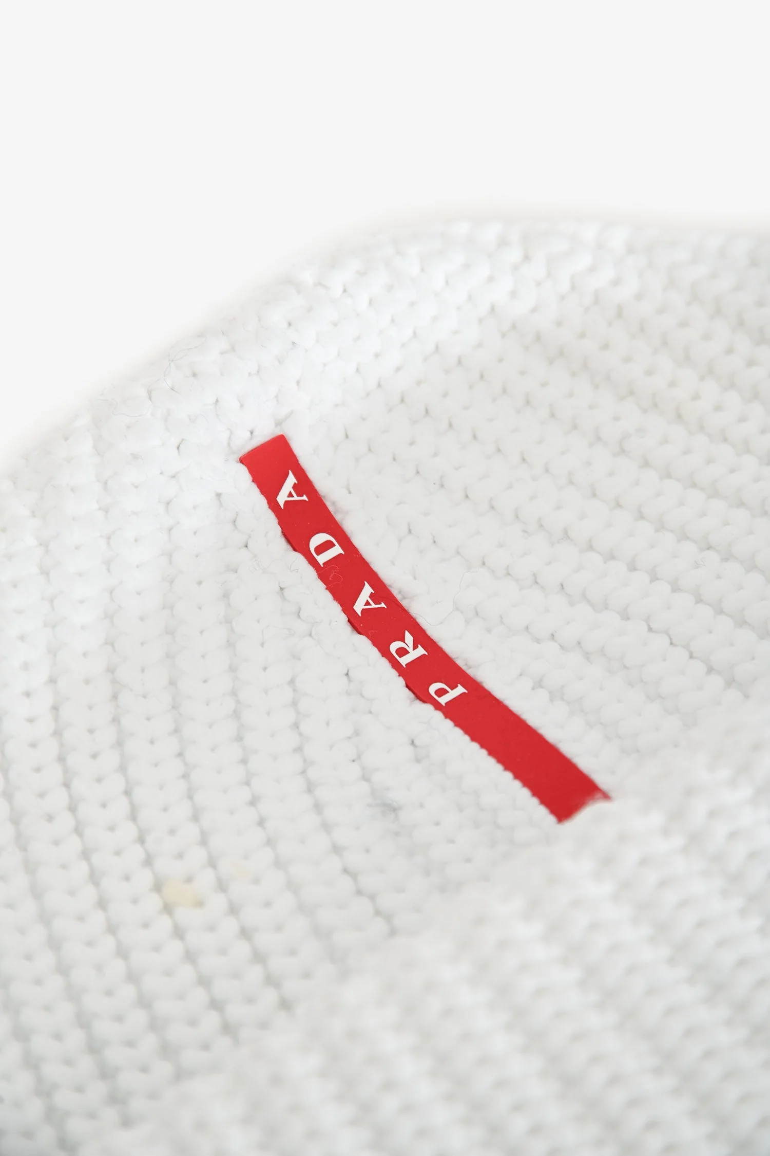 Prada 2021 White/Red Logo Printed Beanie Size M - Image 3