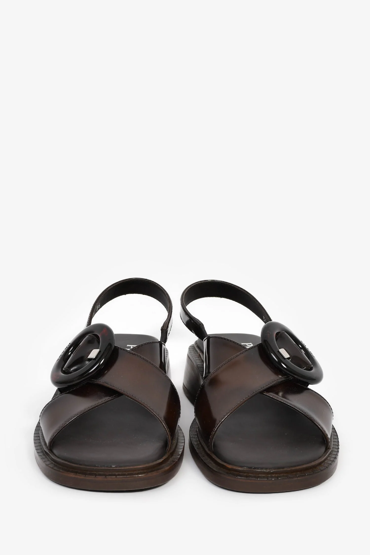 Prada 2025 Brown Leather 'S/S 1996 Re-Edition' Sandals Size 36 - Image 3