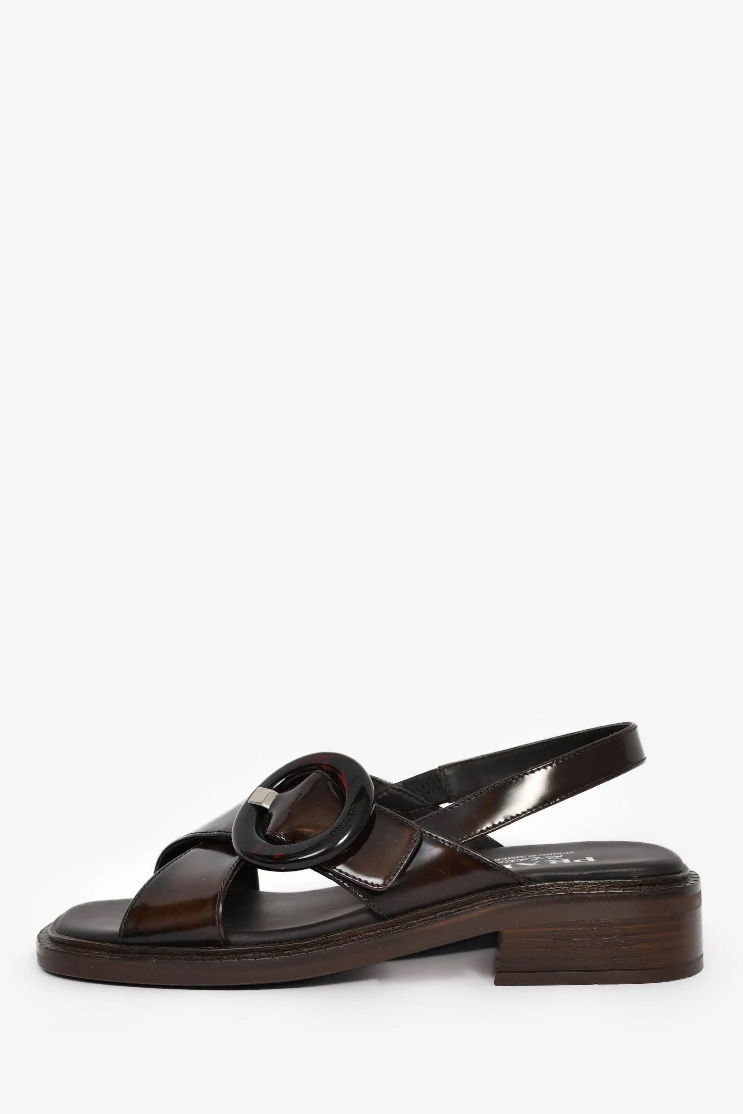 Prada 2025 Brown Leather 'S/S 1996 Re-Edition' Sandals Size 36 - Image 4