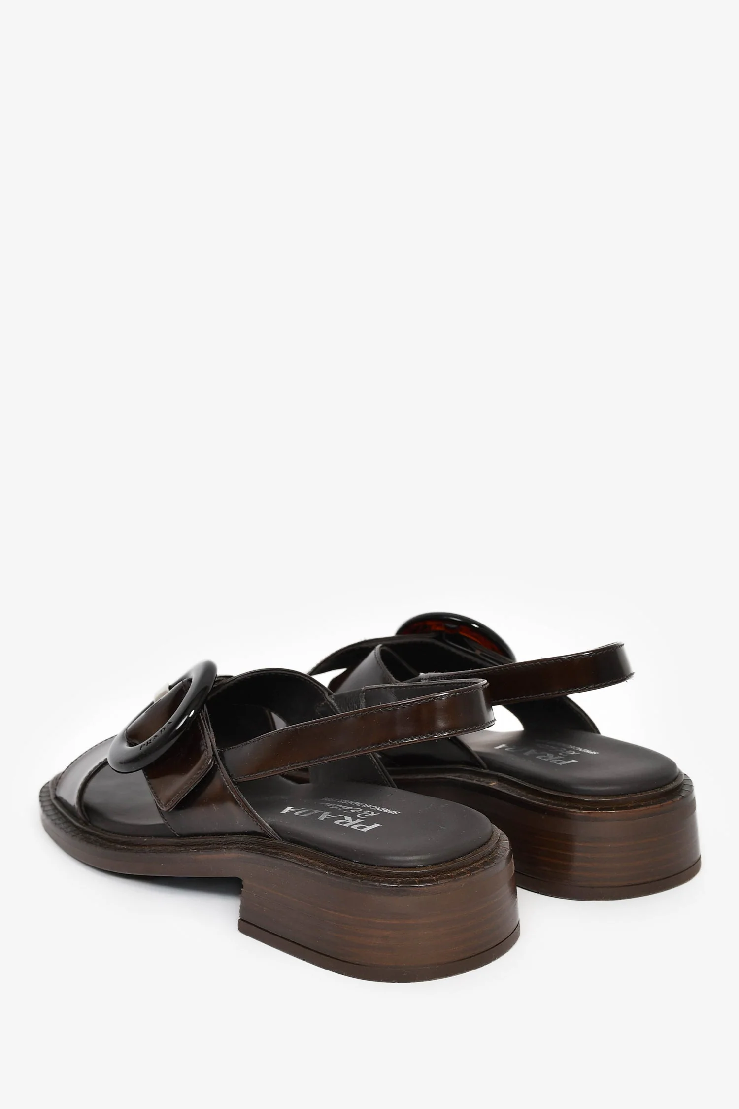 Prada 2025 Brown Leather 'S/S 1996 Re-Edition' Sandals Size 36 - Image 5