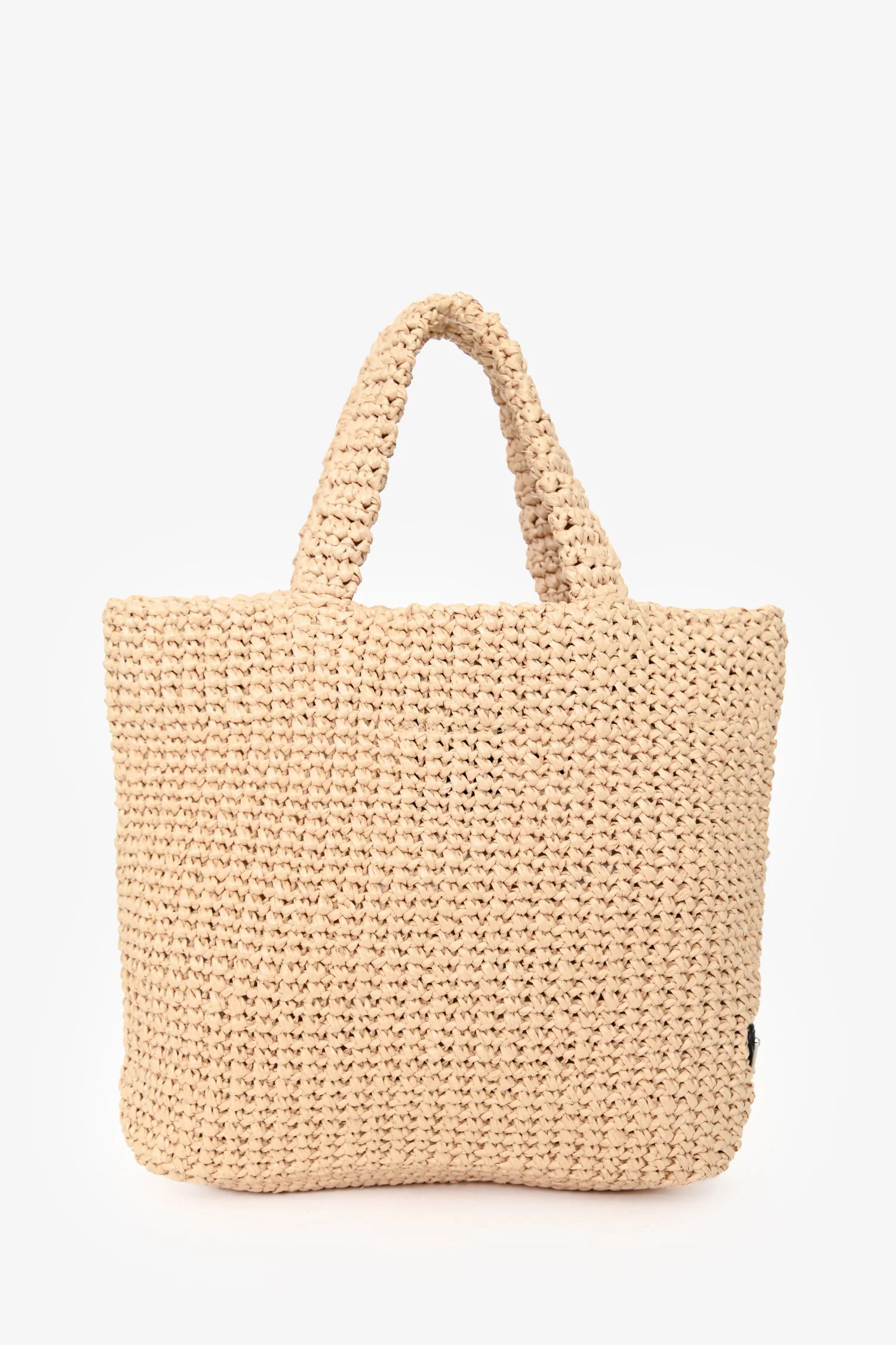 Prada Beige Raffia Logo-Embroidered Crochet Small Tote Bag - Image 3